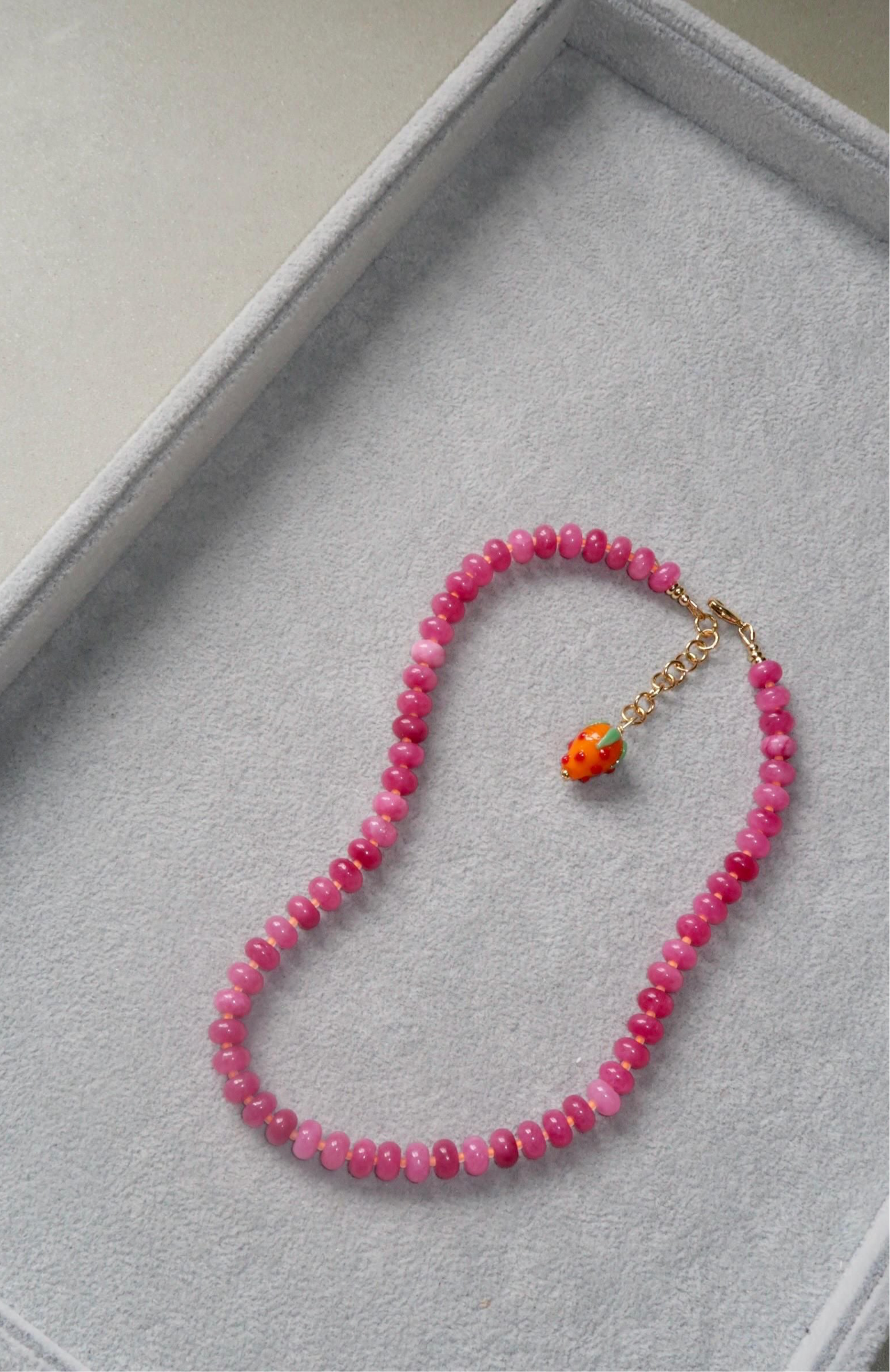 Pink Strawberry Necklace