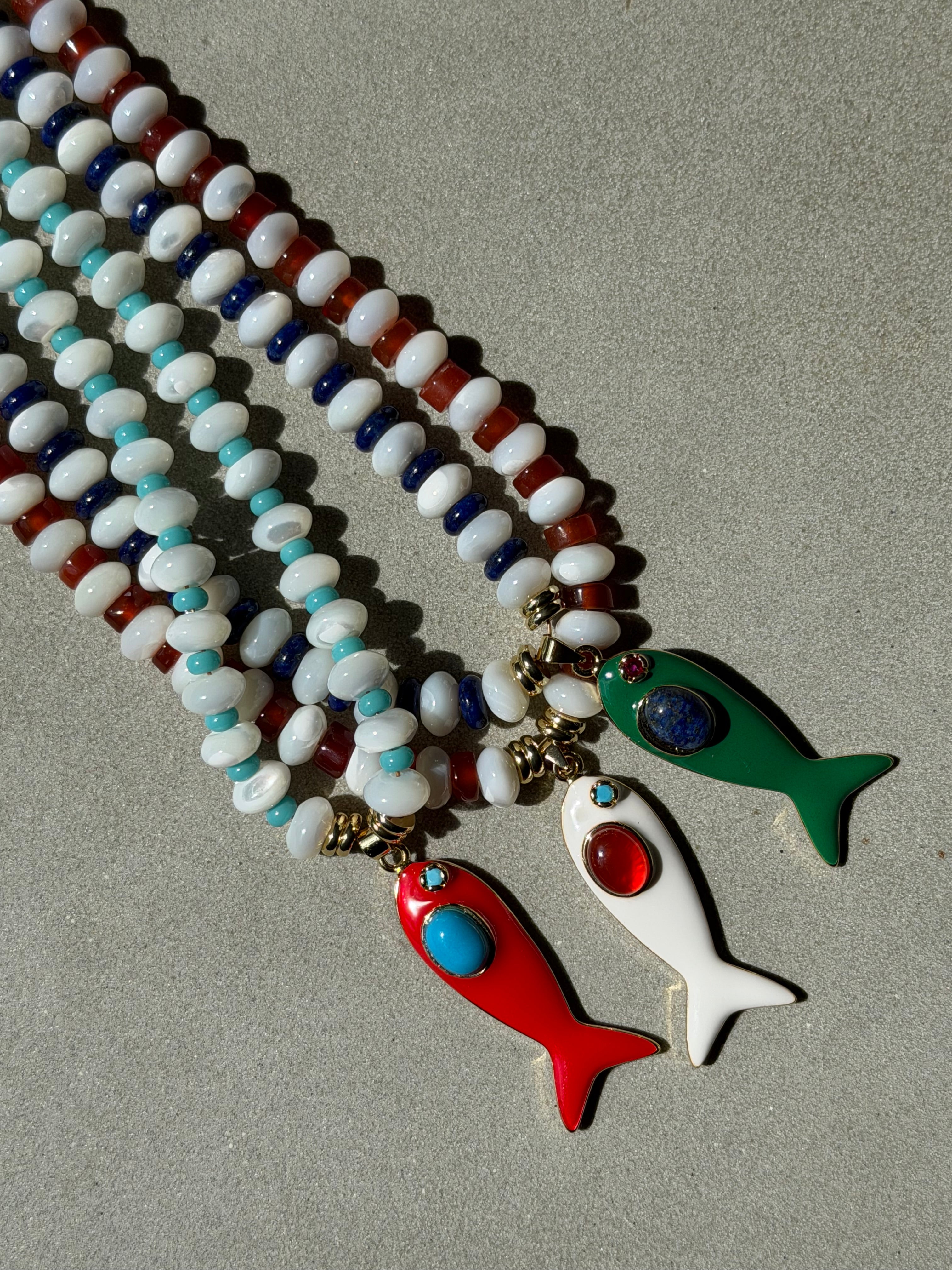 Green and Blue Big Fish Necklace