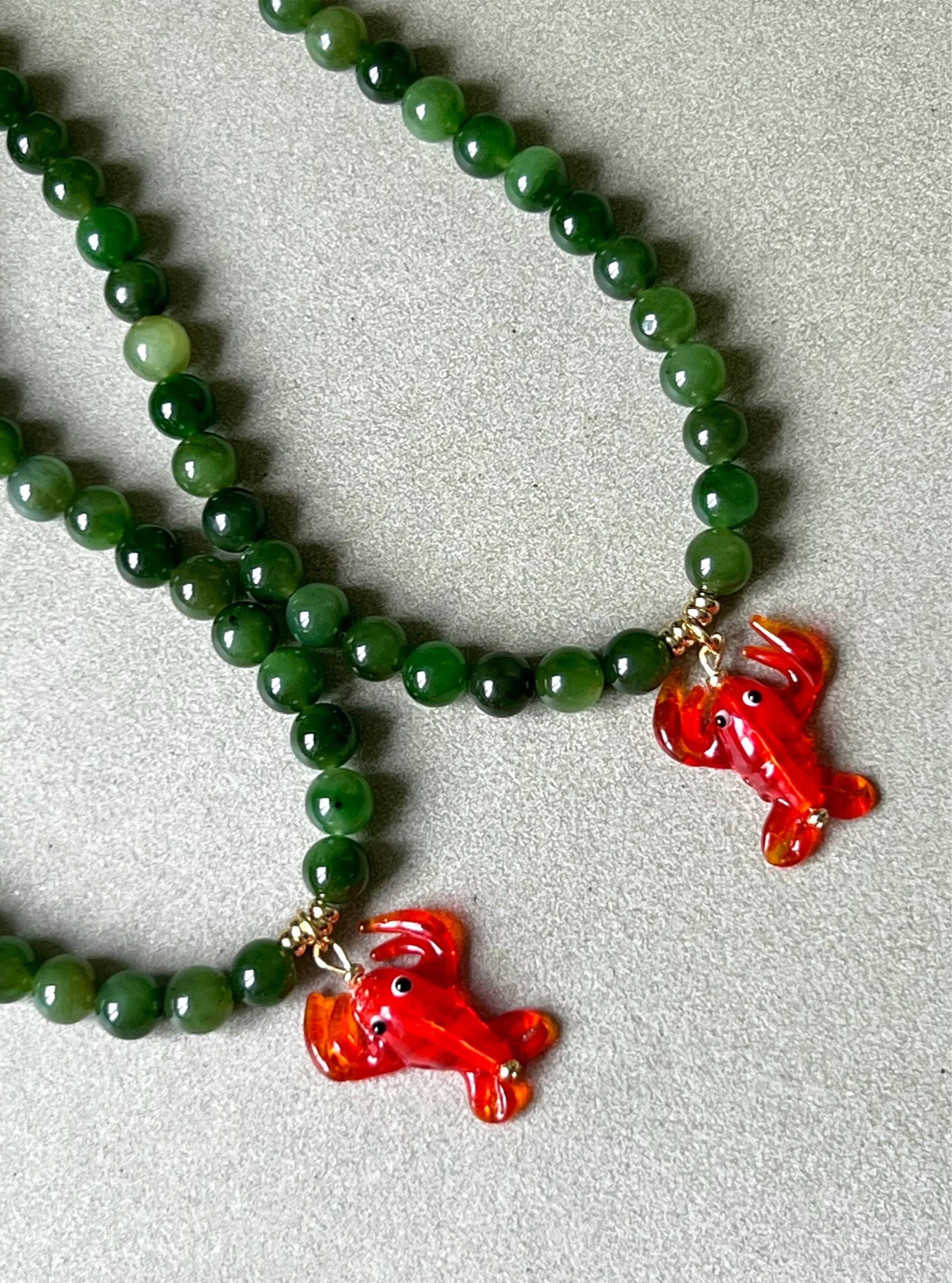 Green Jade Lobster Necklace