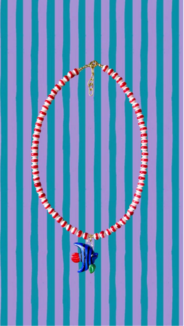 Red Striped Fish Necklace