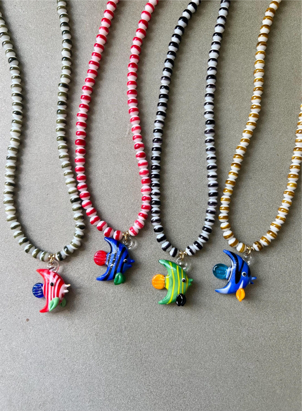 Striped Mustard Fish Necklace