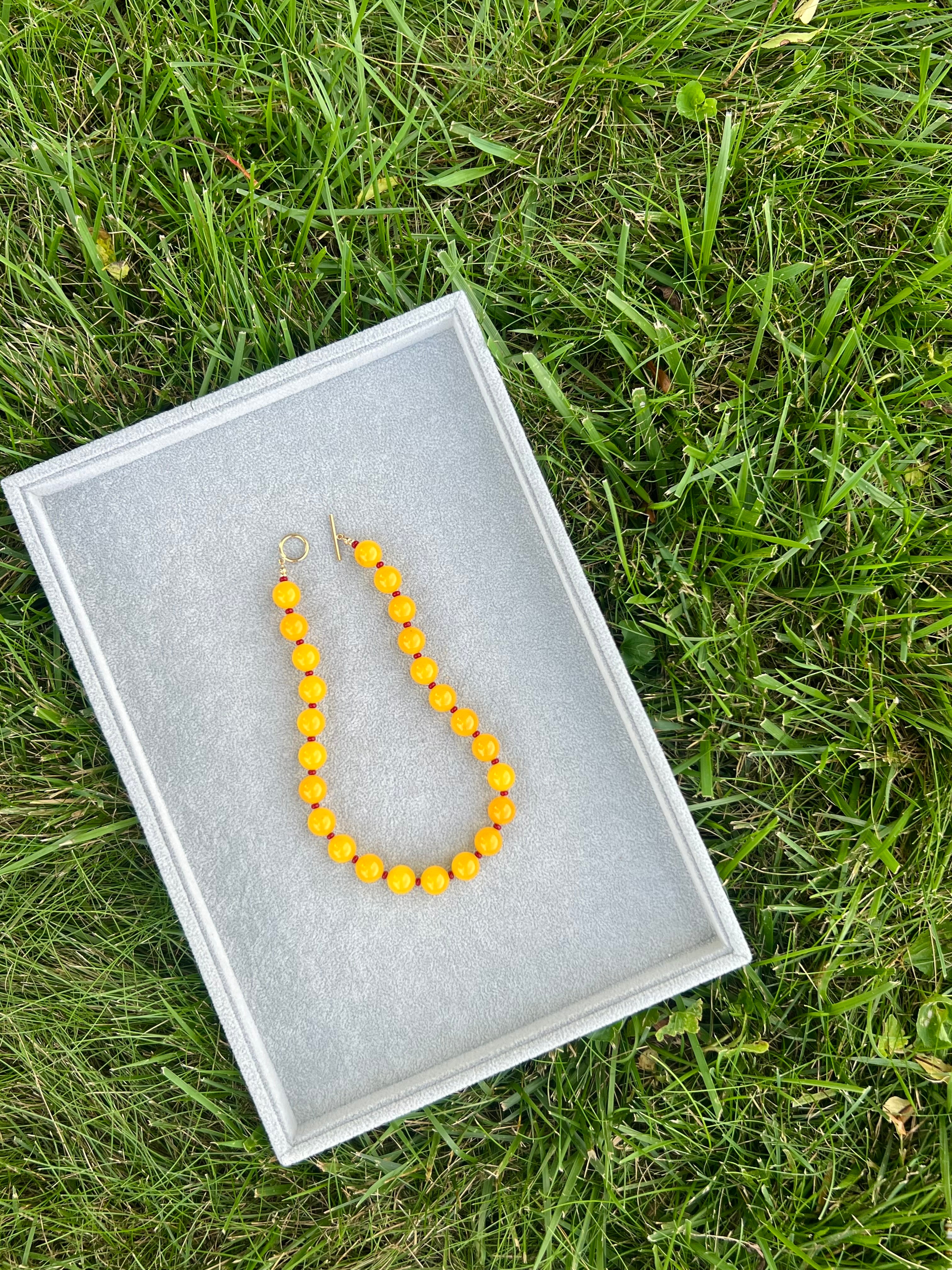 Chunky Yellow Jade Necklace