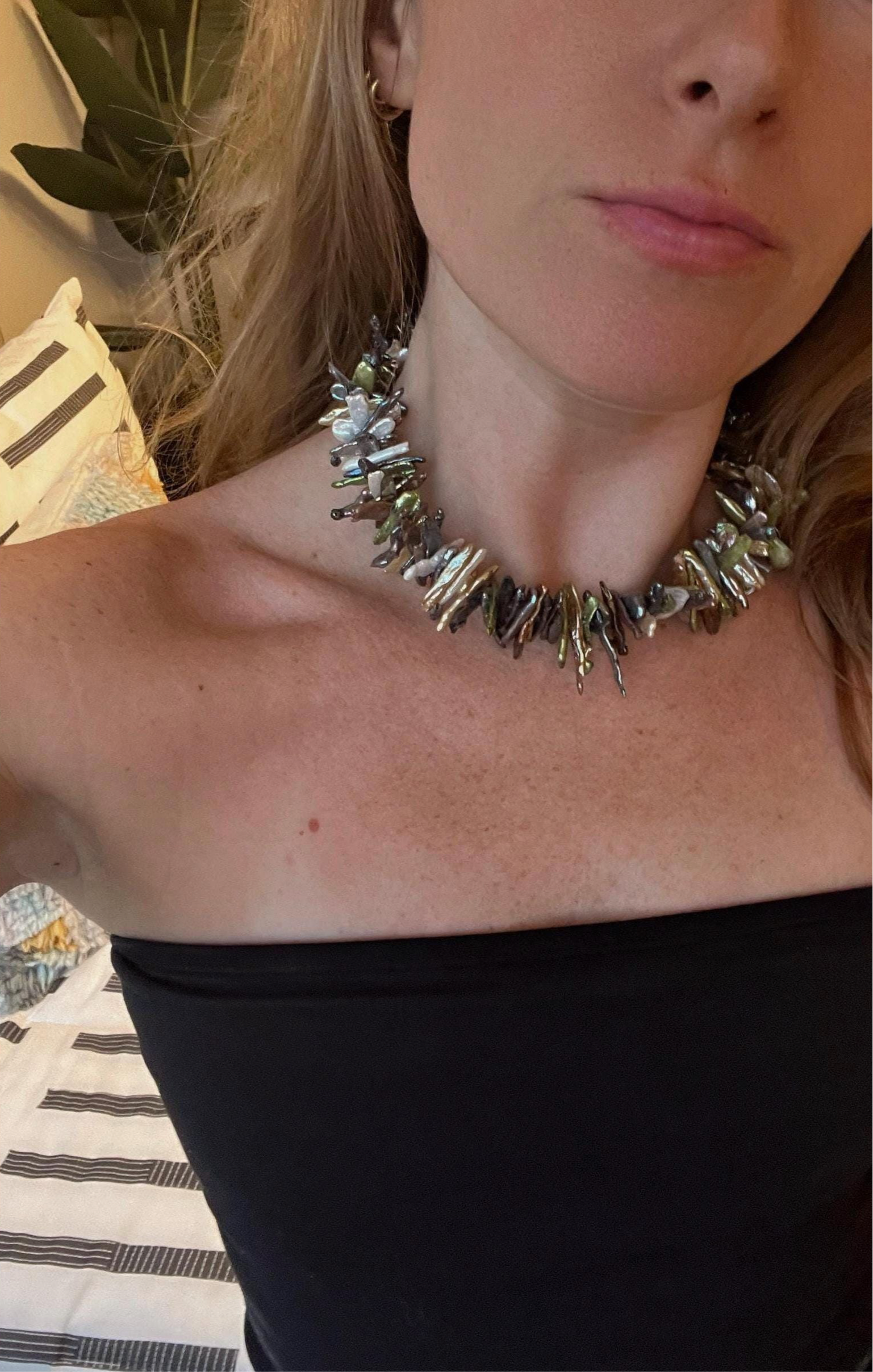 Cornflake Pearl Necklace