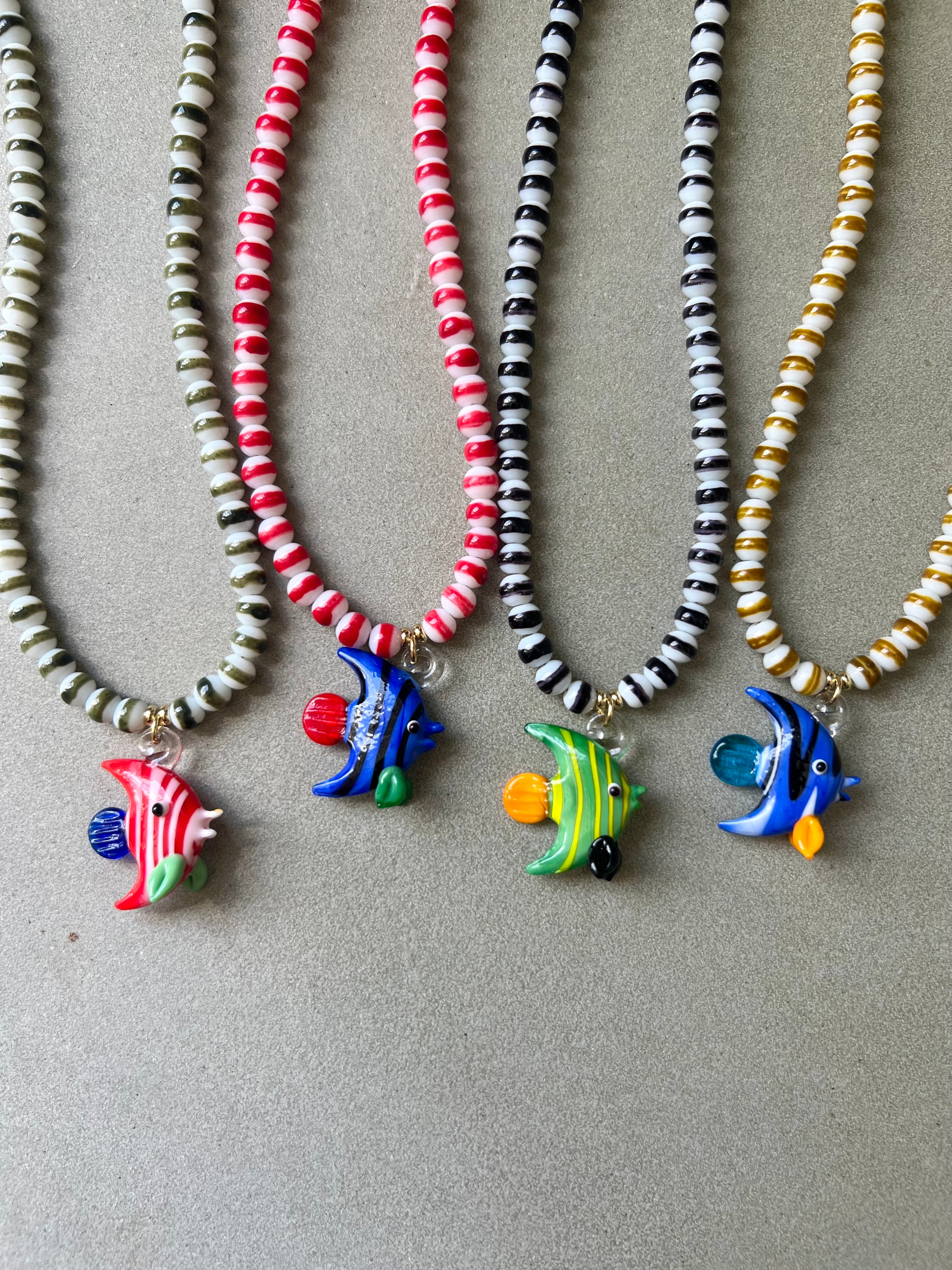 Red Striped Fish Necklace