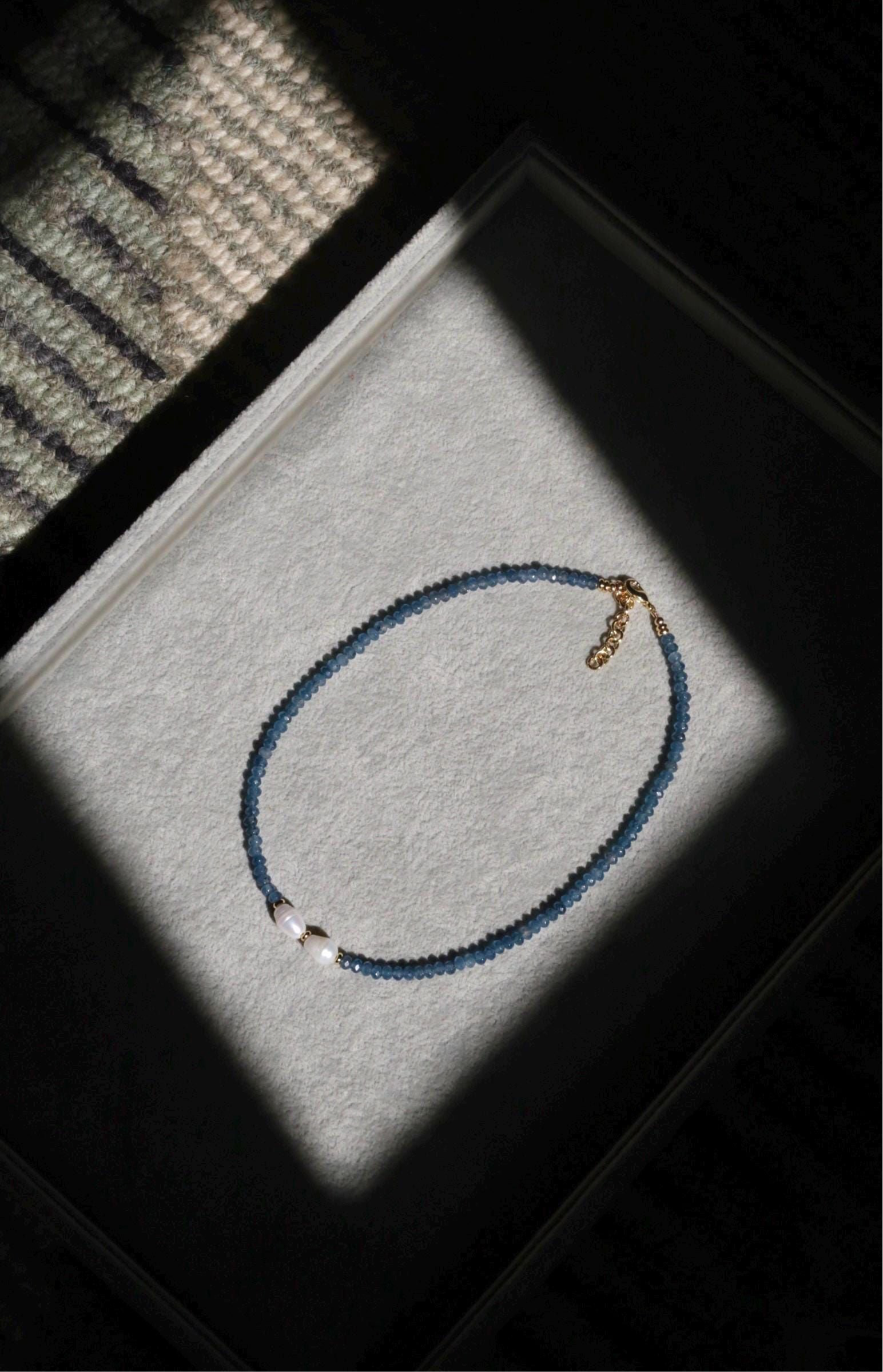 Blue Sapphire Pearl Necklace