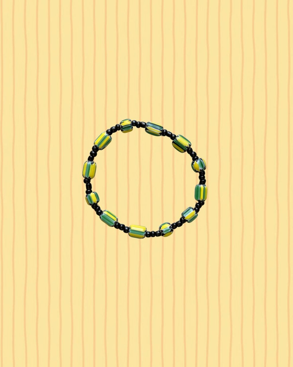 Green & Yellow Striped Anklet