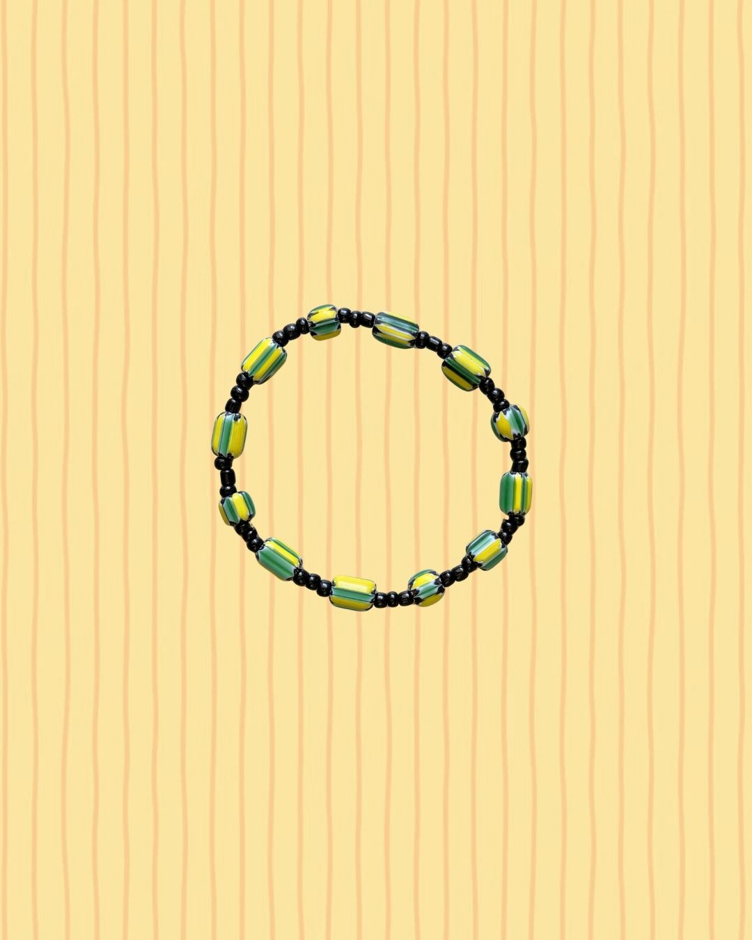 Green & Yellow Striped Anklet