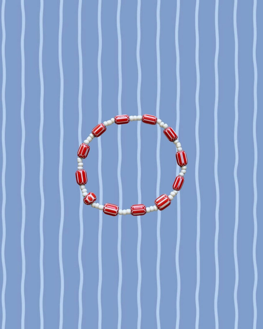Red & White Striped Anklet