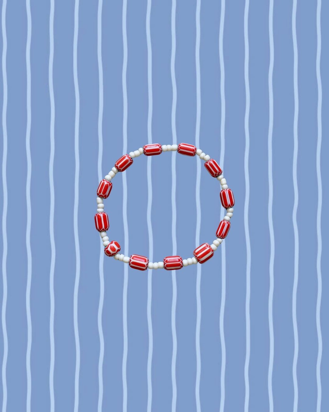 Red & White Striped Anklet