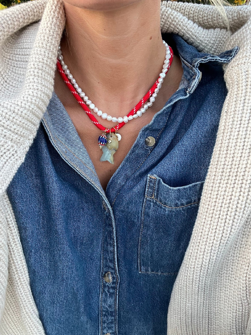 Red Paracord Fishy Necklace