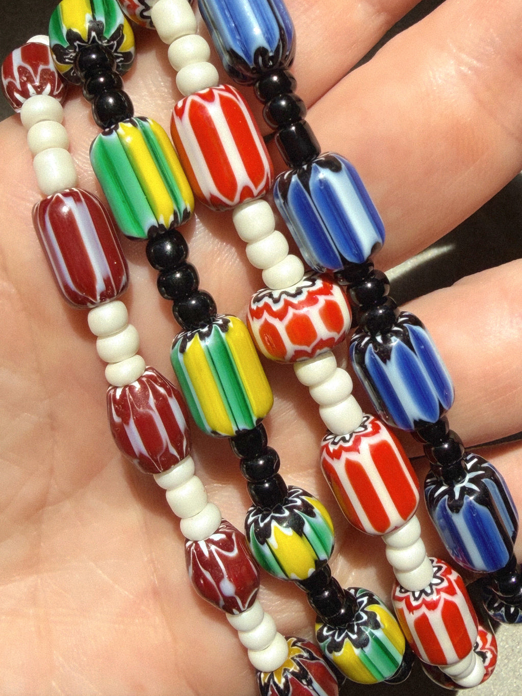 Burgundy & White Striped Anklet