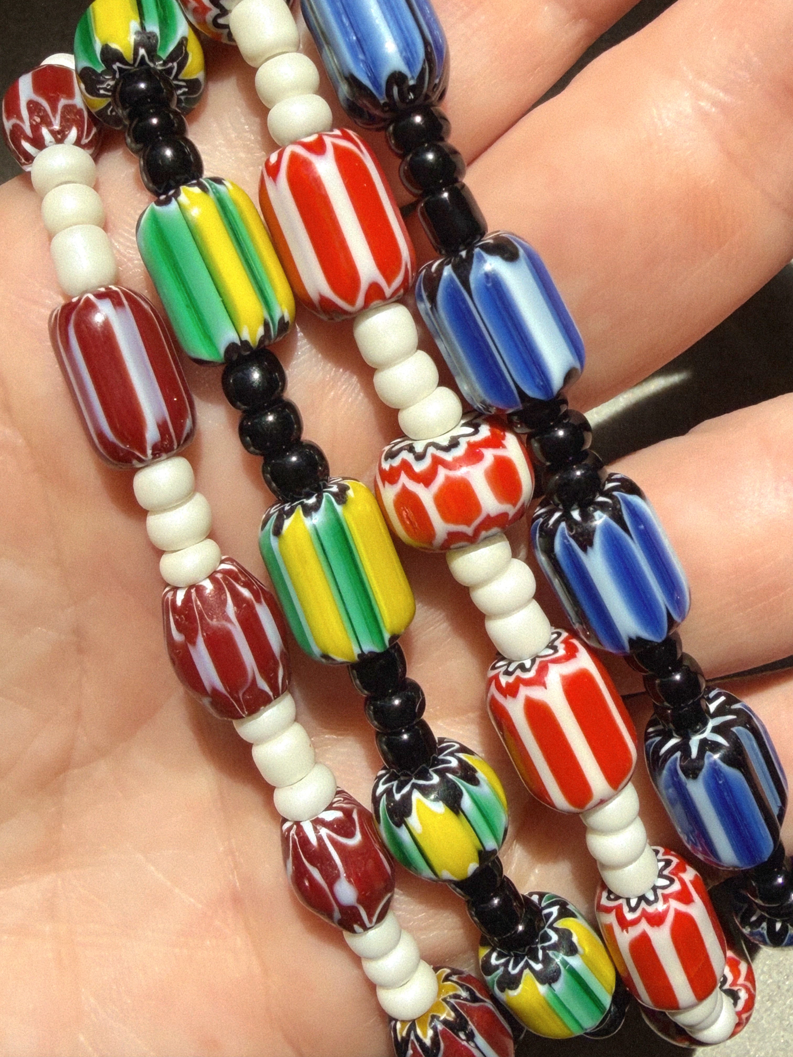Burgundy & White Striped Anklet