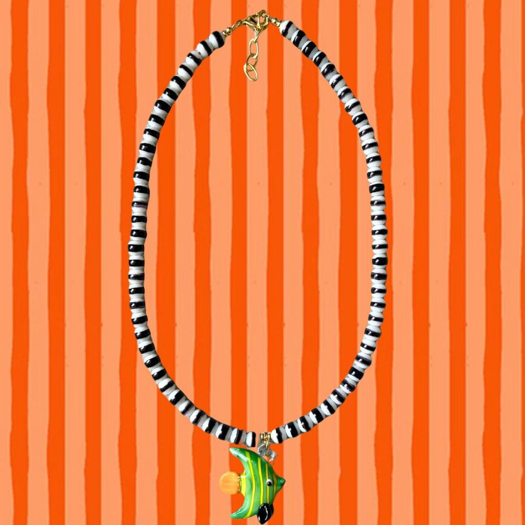 Black Striped Fish Necklace