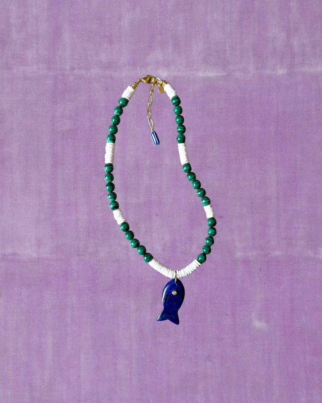 Navy & Green Fishy Necklace, 1 of 1