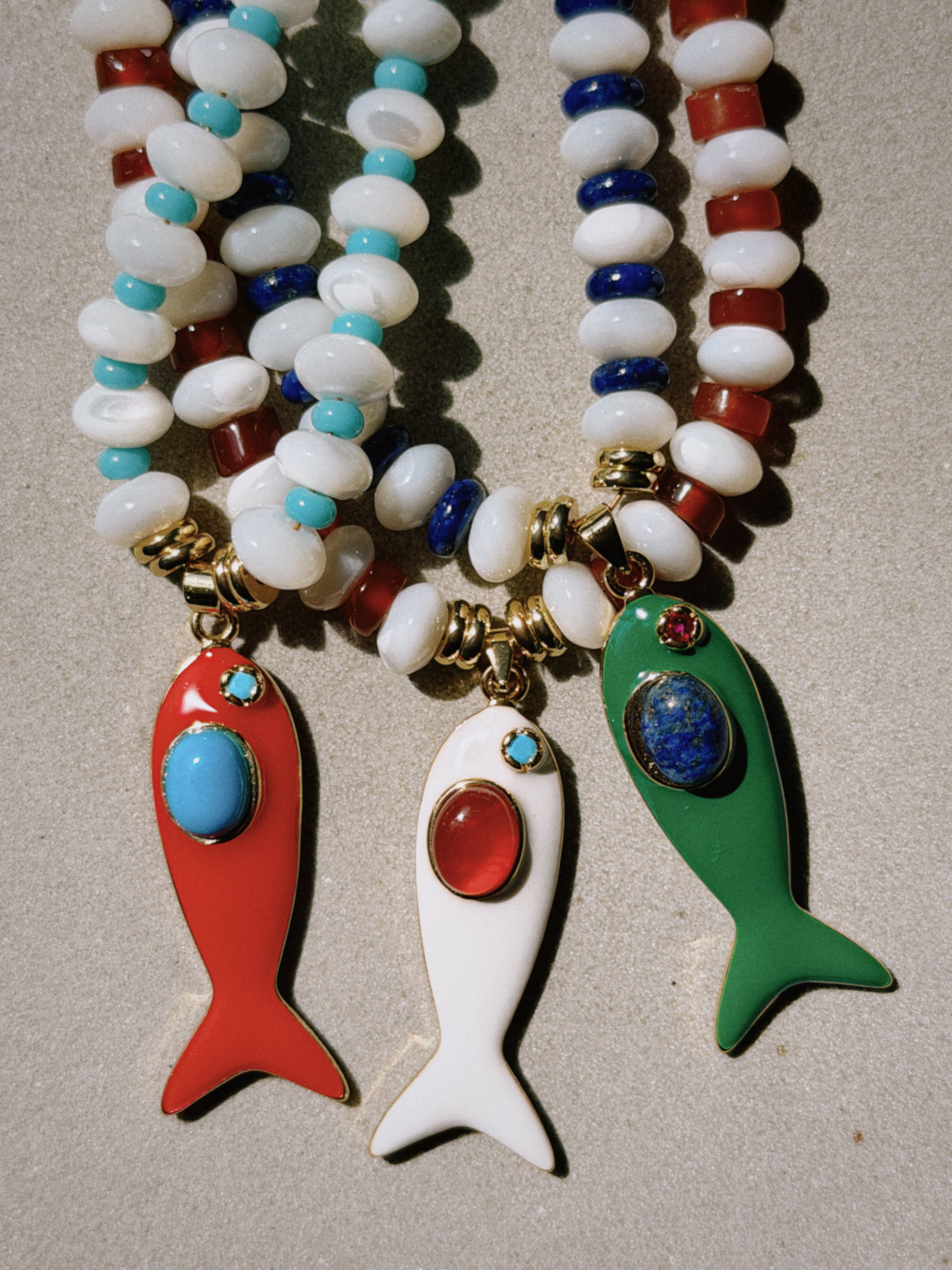 White and Orange Big Fish Necklace – Eva G. Jewelry