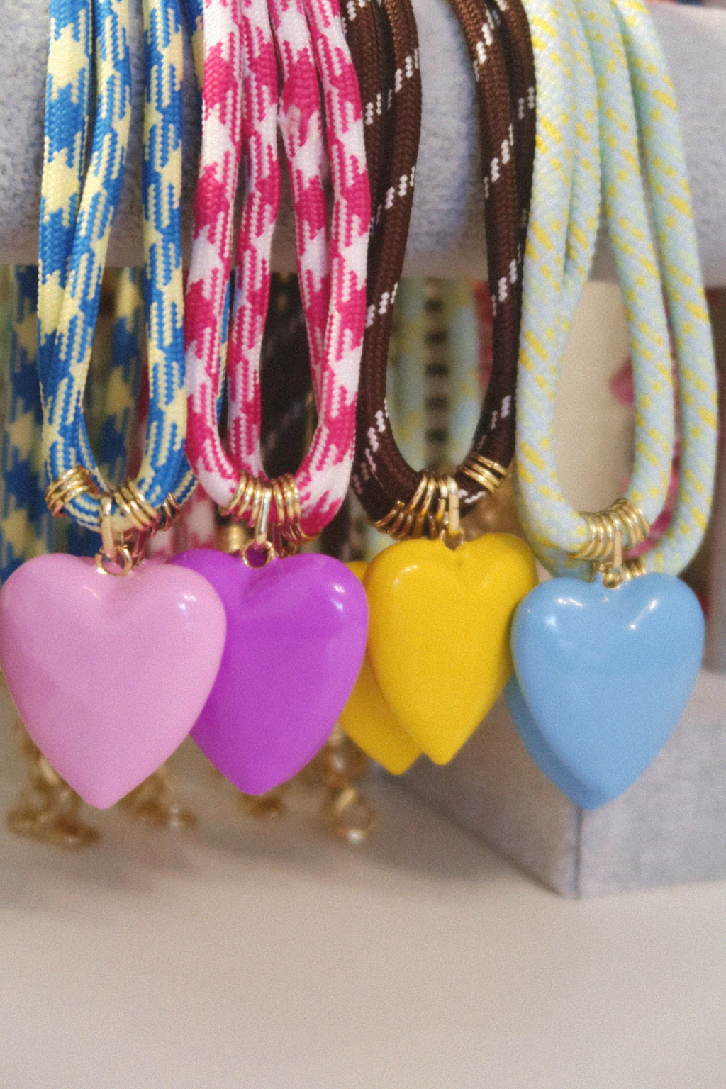Baby Blue Puffy Heart Necklace
