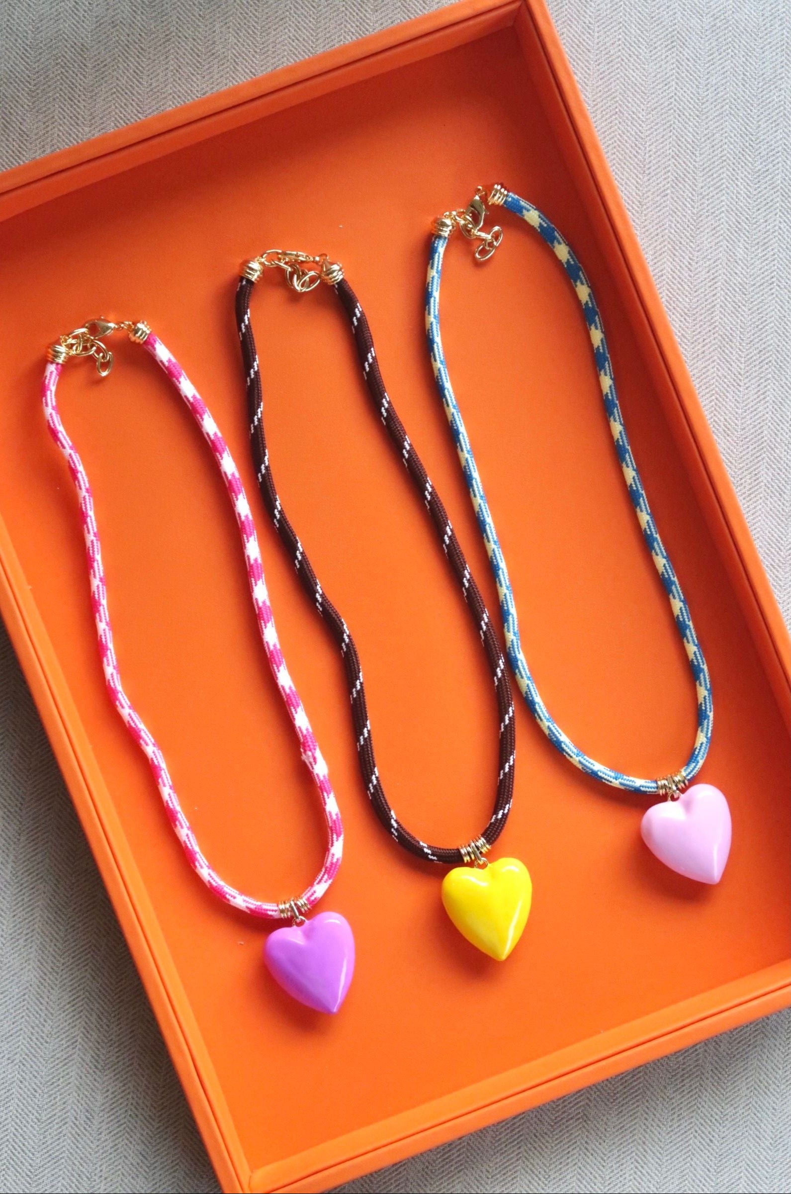 Yellow Puffy Heart Necklace