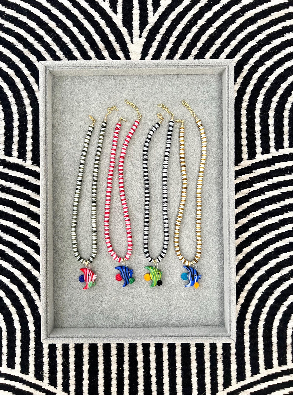 Striped Mustard Fish Necklace