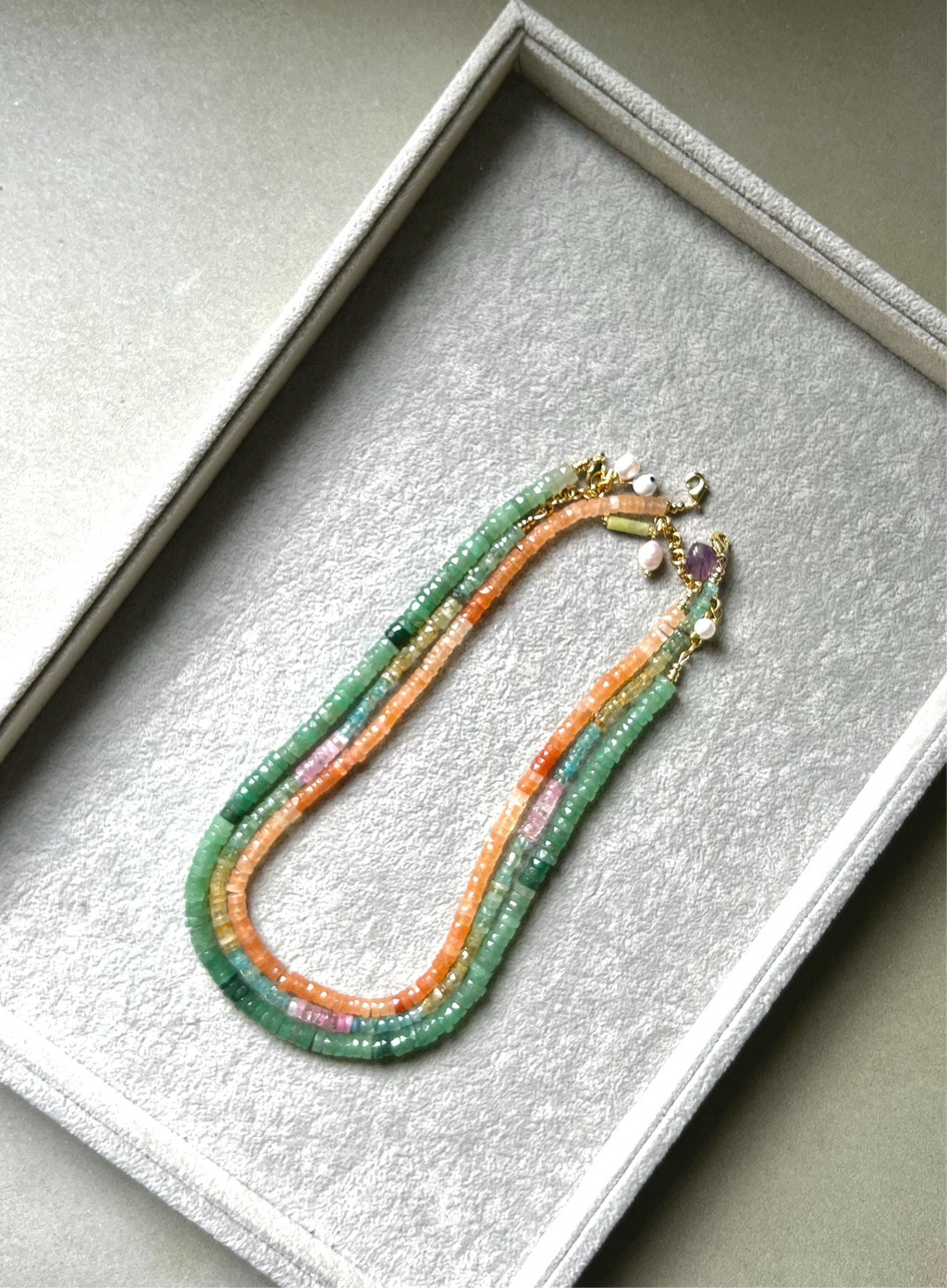 Peach Ombre Gemstone Necklace