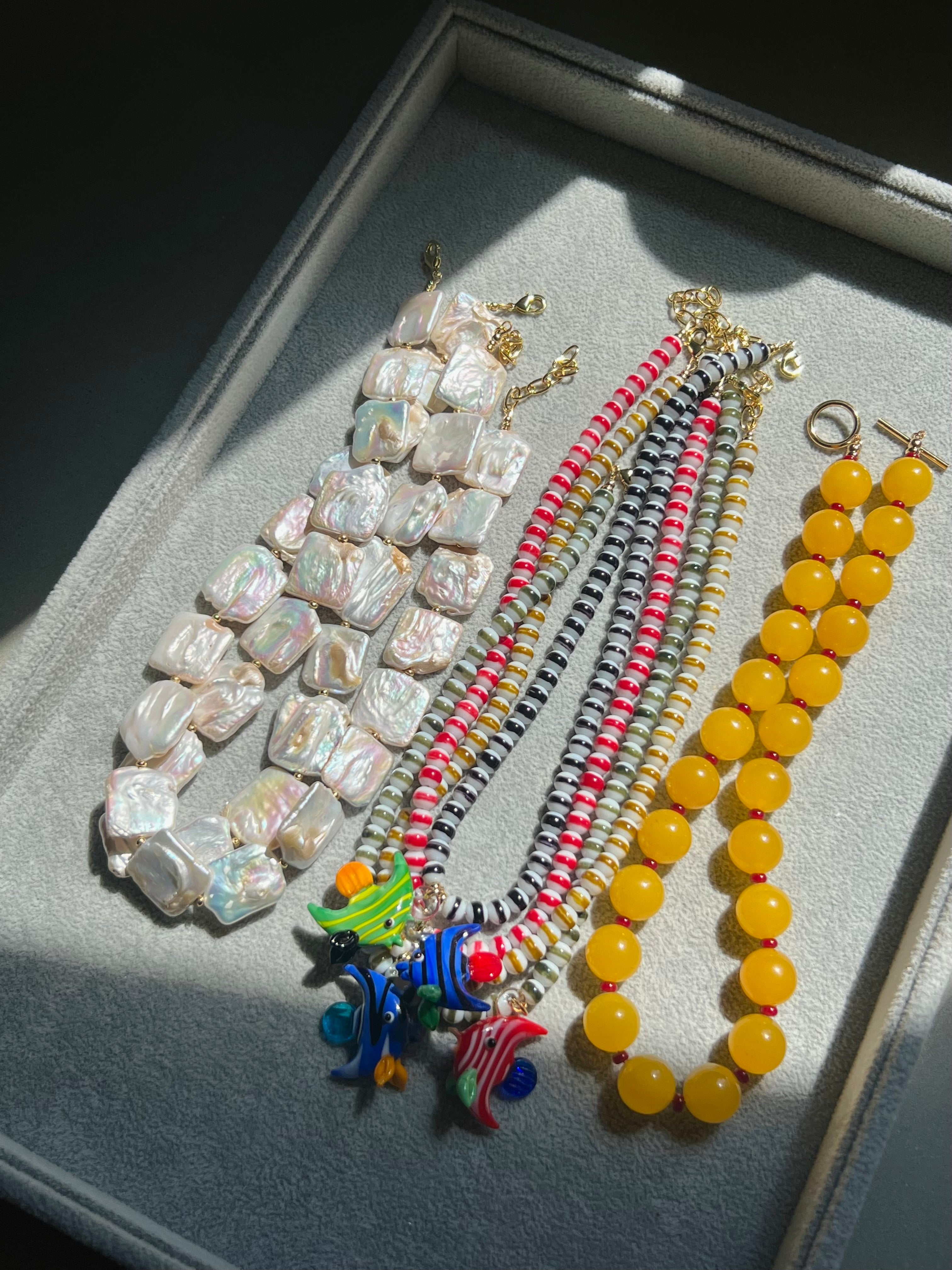 Chunky Yellow Jade Necklace