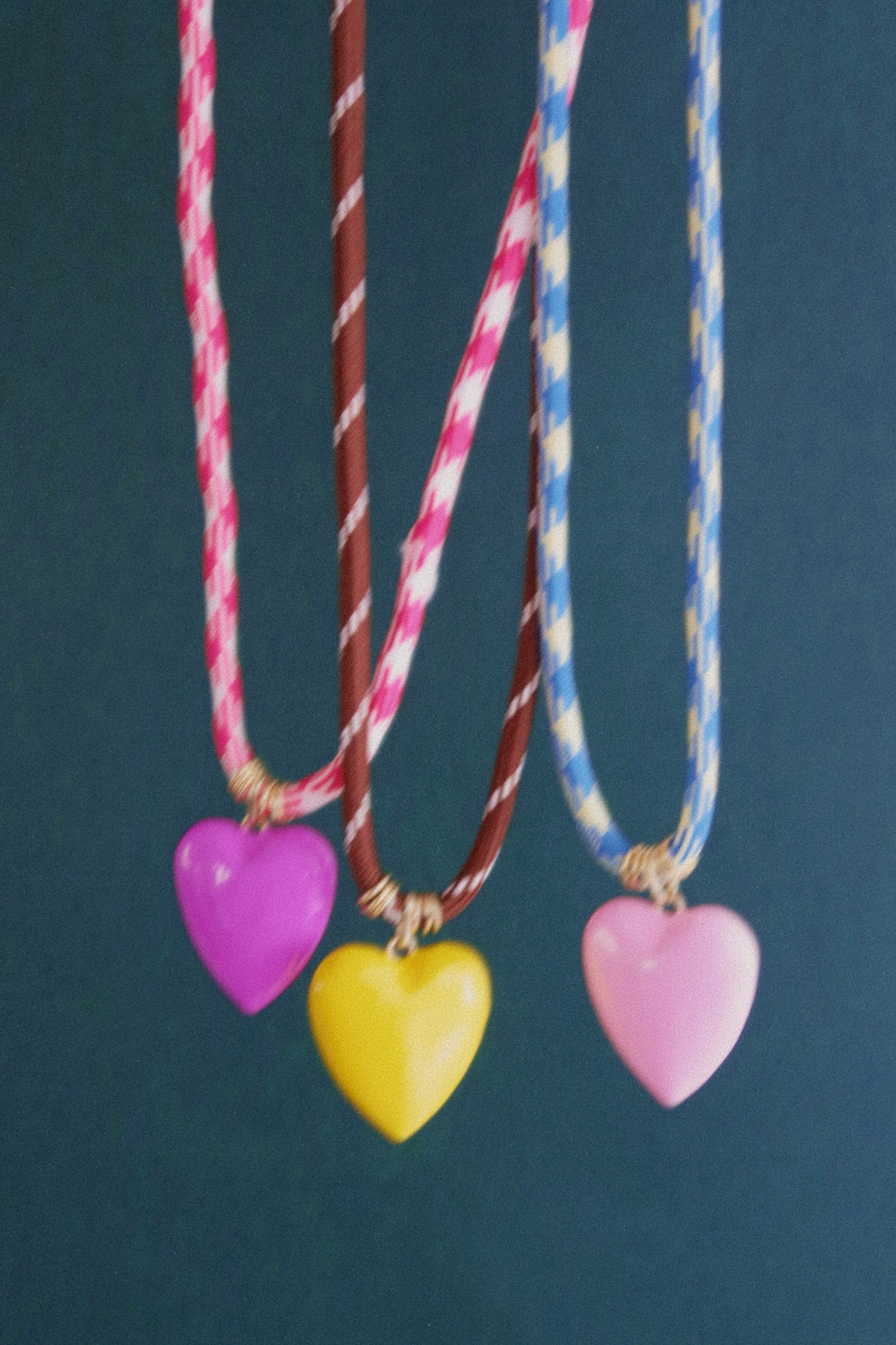 Yellow Puffy Heart Necklace