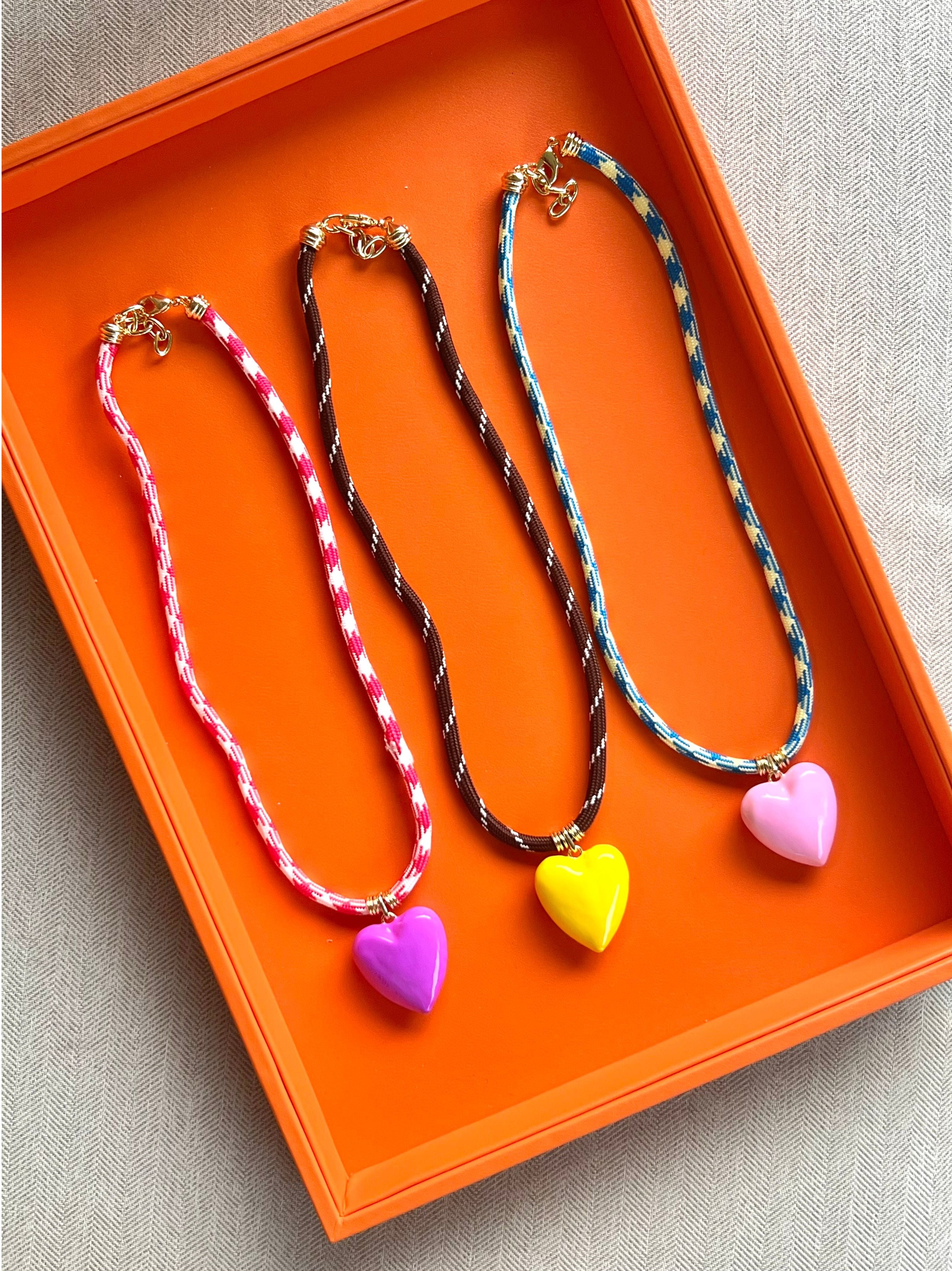 Purple Puffy Heart Necklace