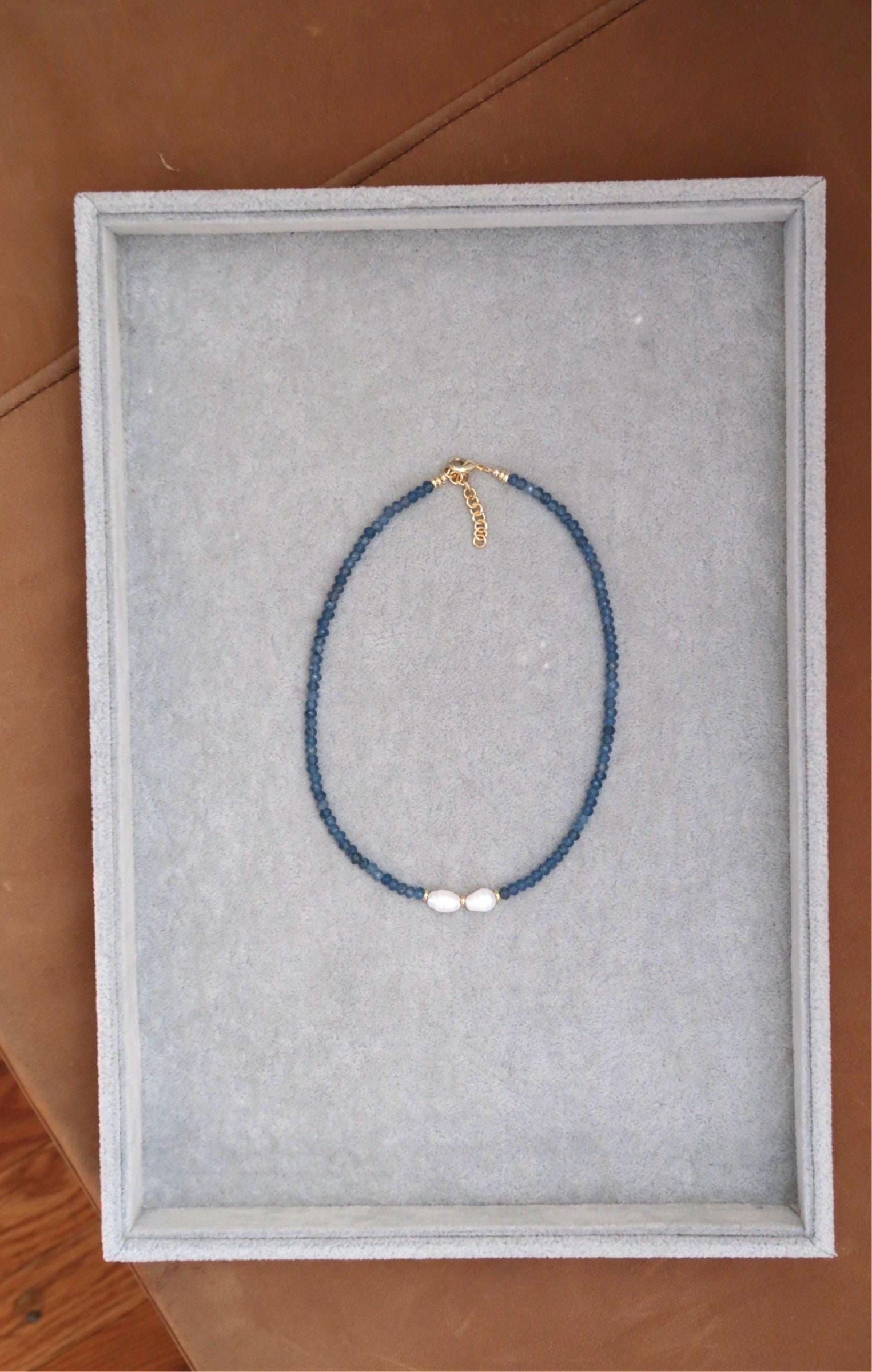 Blue Sapphire Pearl Necklace