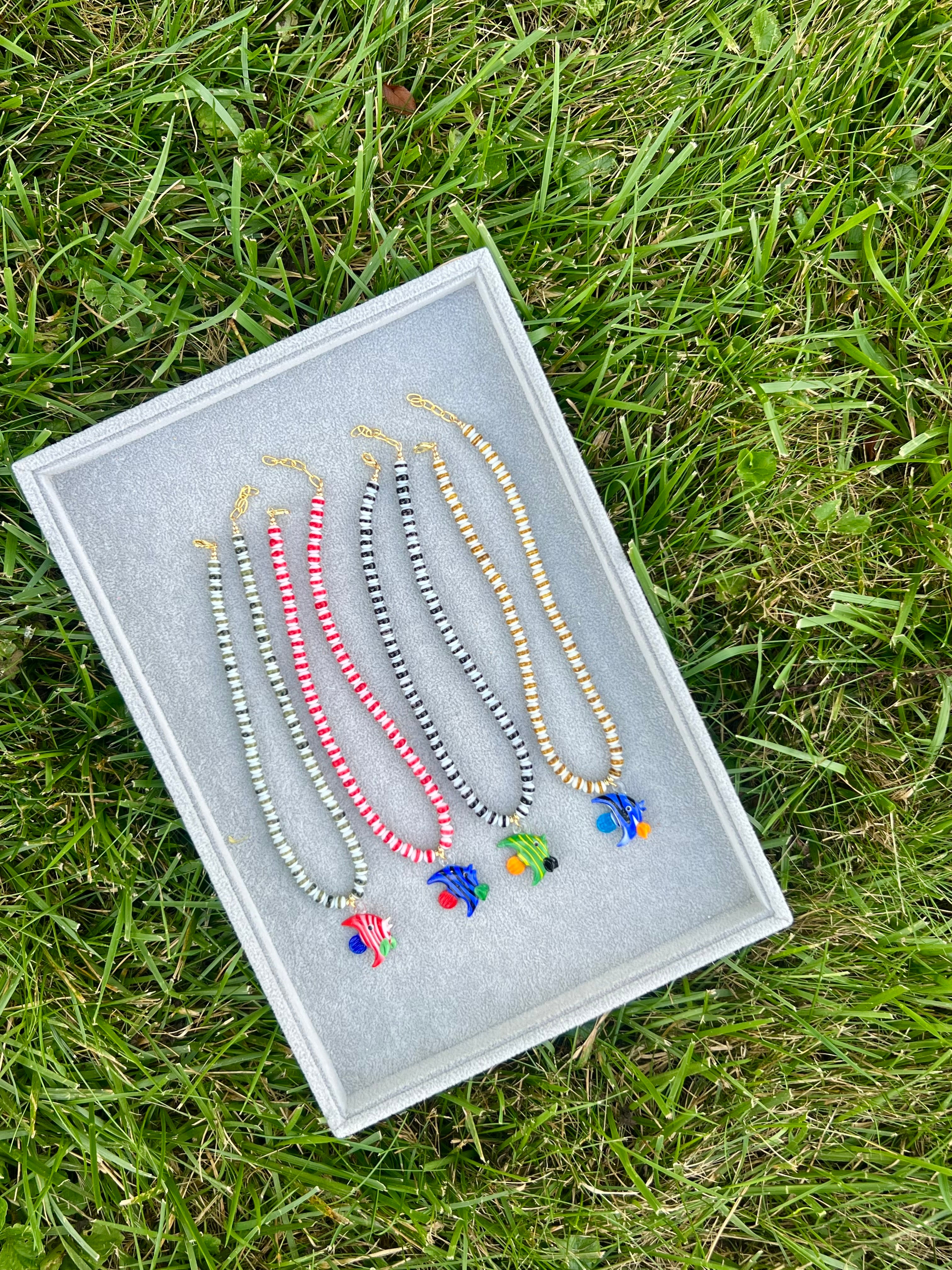 Red Striped Fish Necklace