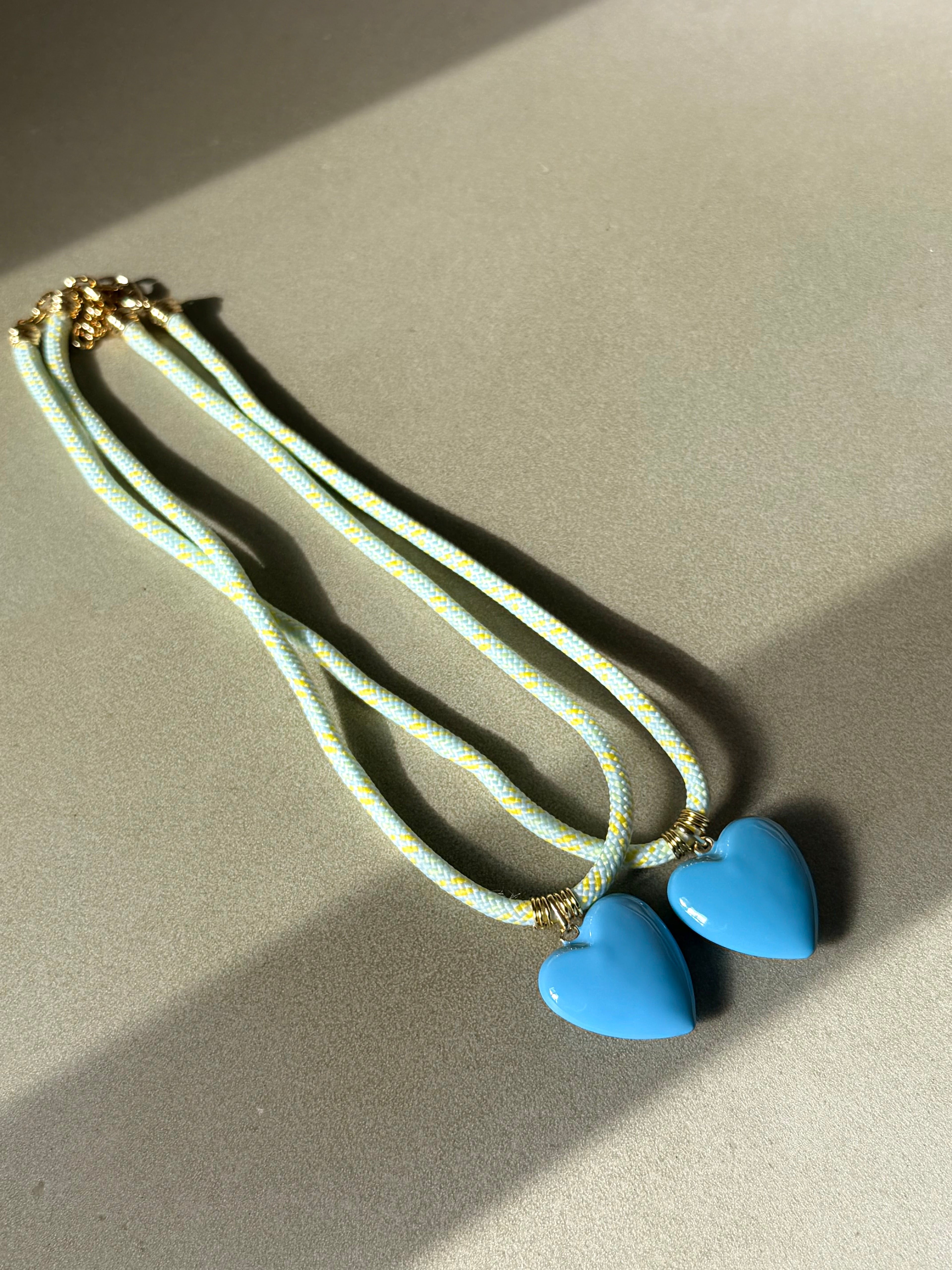 Baby Blue Puffy Heart Necklace