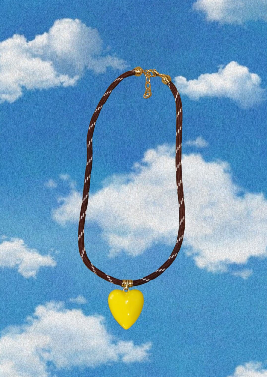 Yellow Puffy Heart Necklace