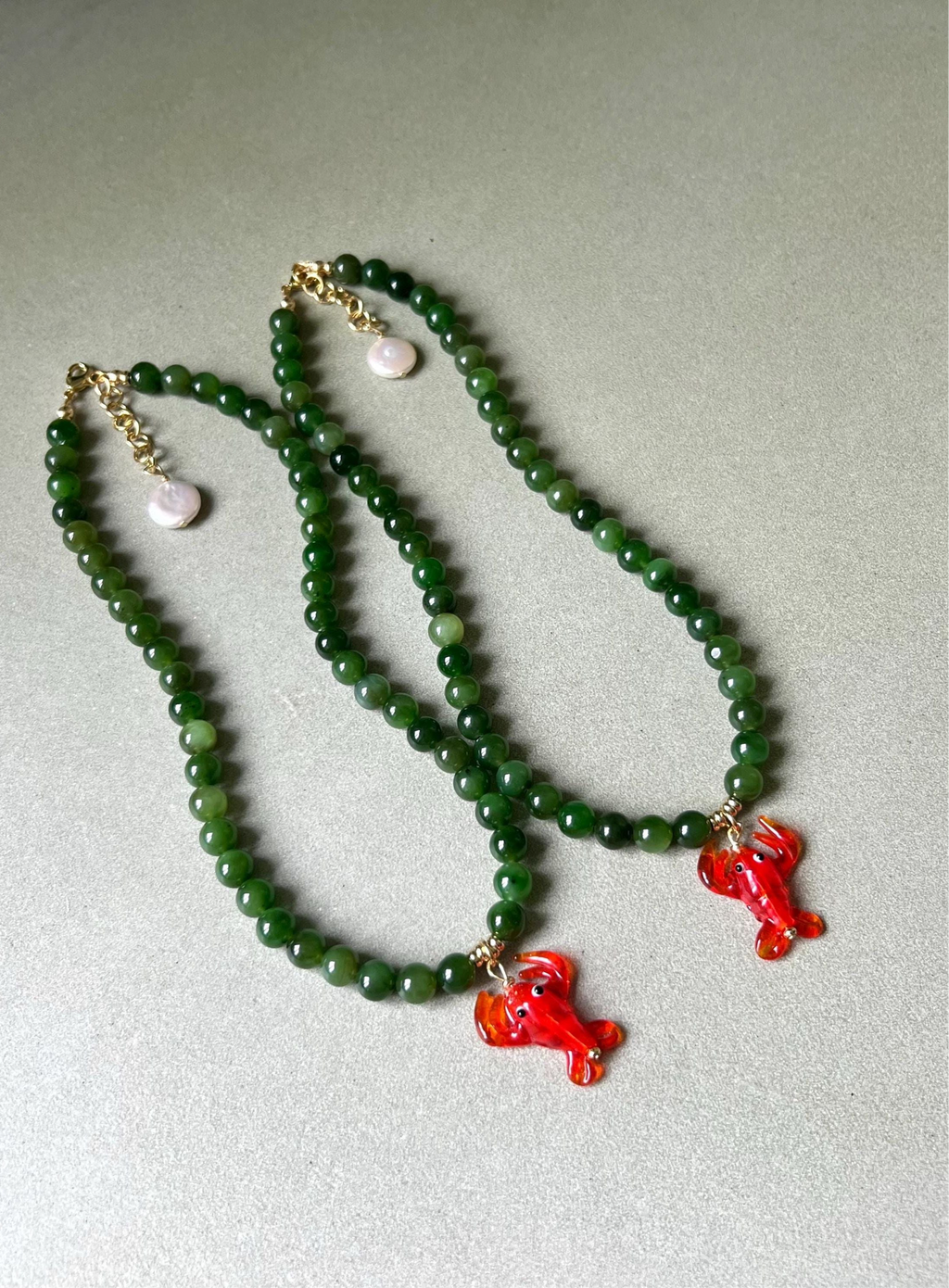 Green Jade Lobster Necklace