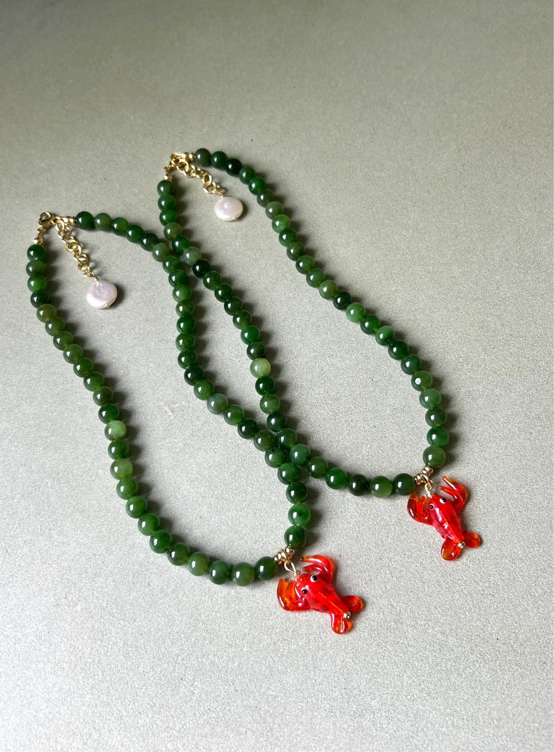 Green Jade Lobster Necklace
