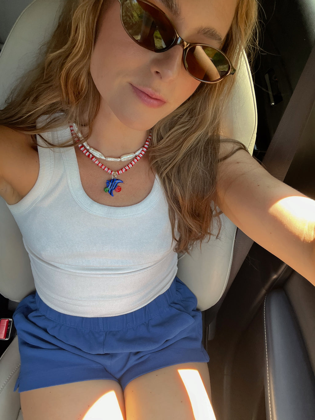 Red Striped Fish Necklace