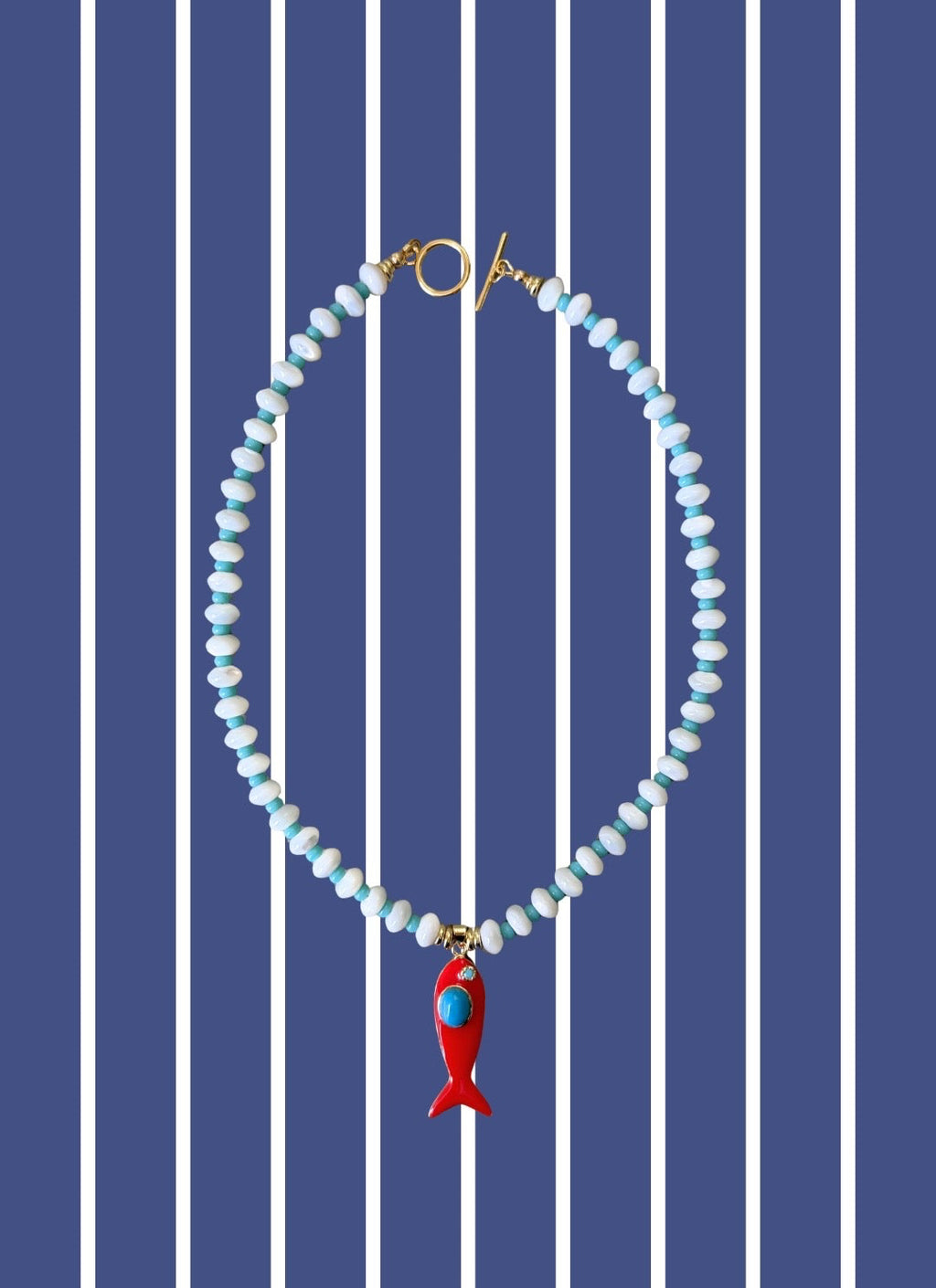 Red and Blue Big Fish Necklace