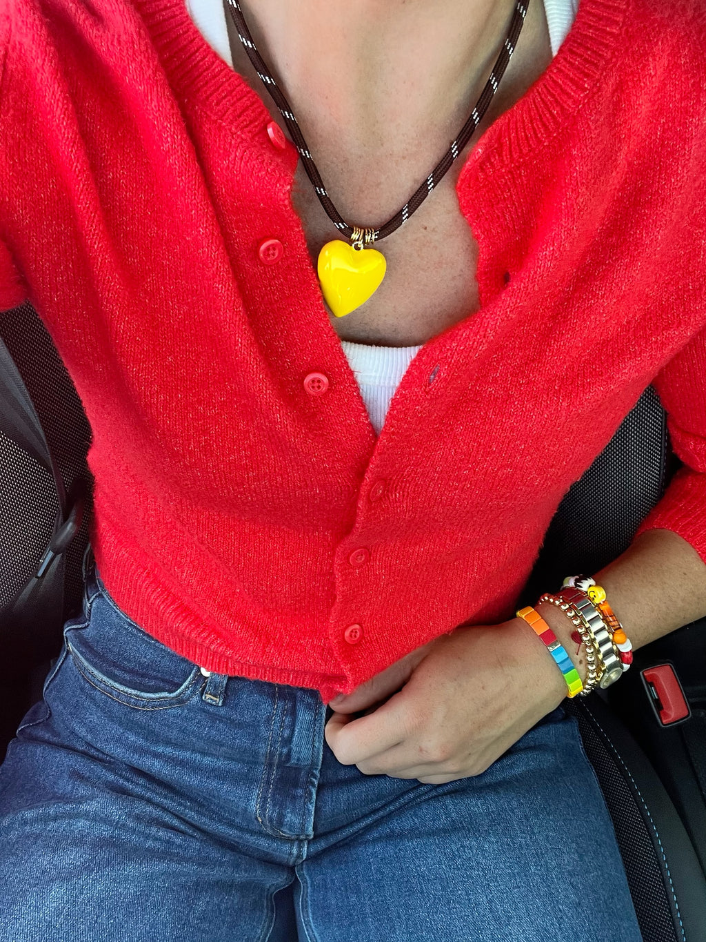 Yellow Puffy Heart Necklace