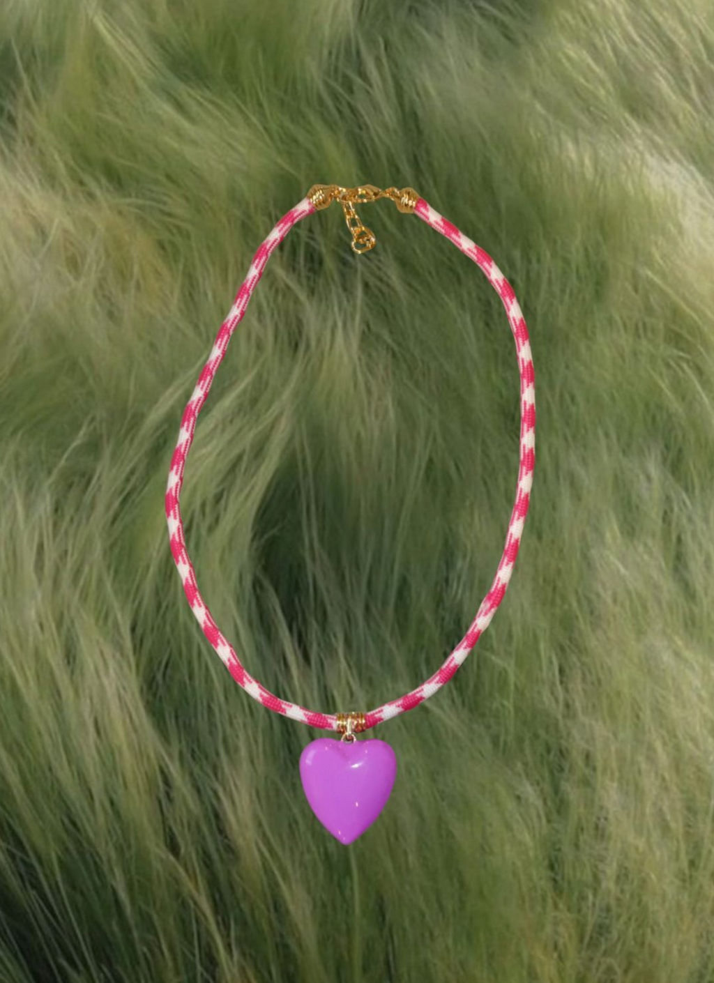 Purple Puffy Heart Necklace
