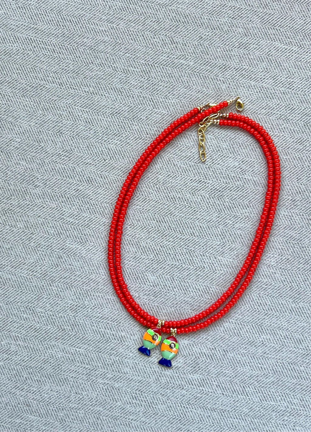 Orange Jade Mini Fish Necklace