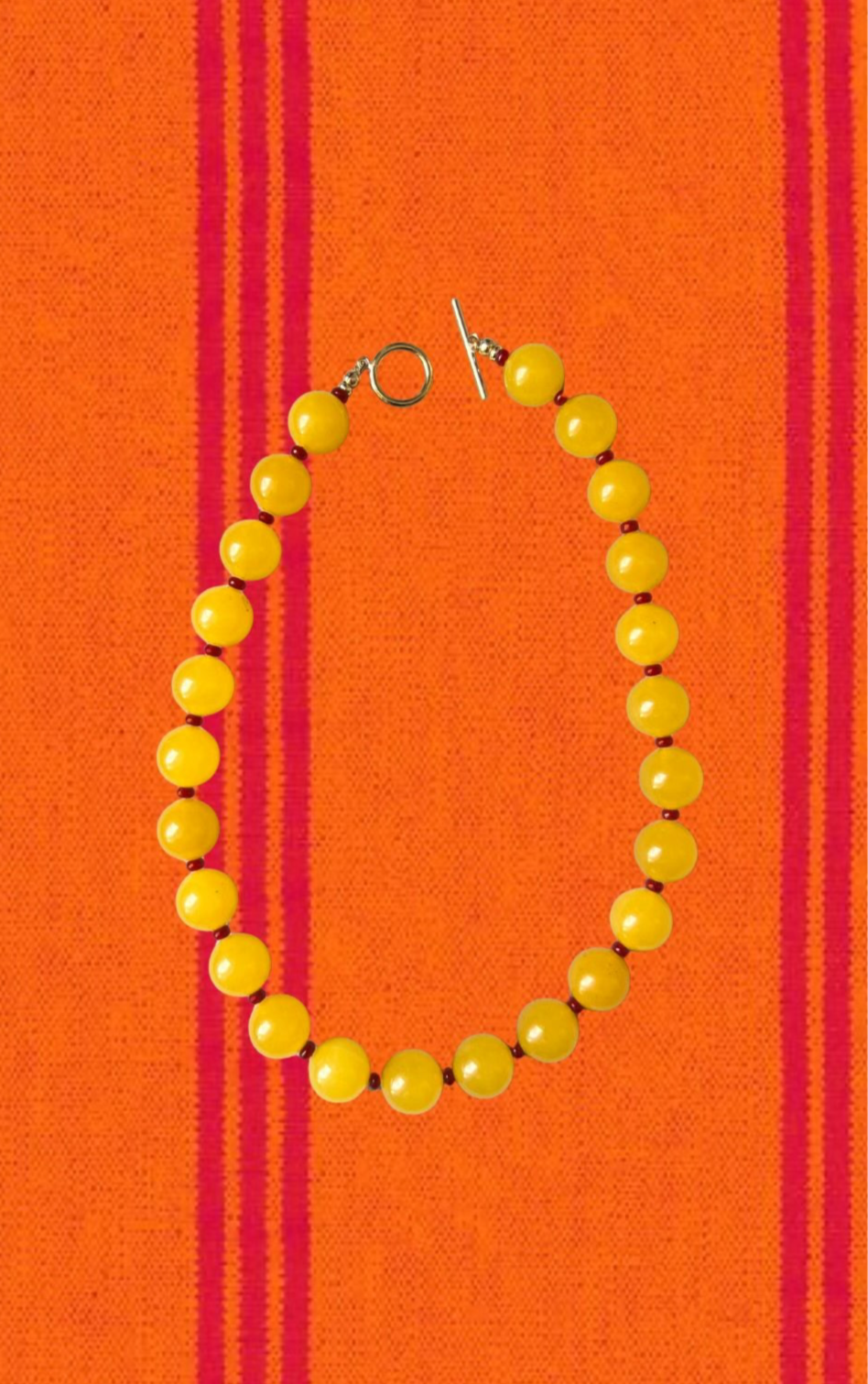 Chunky Yellow Jade Necklace
