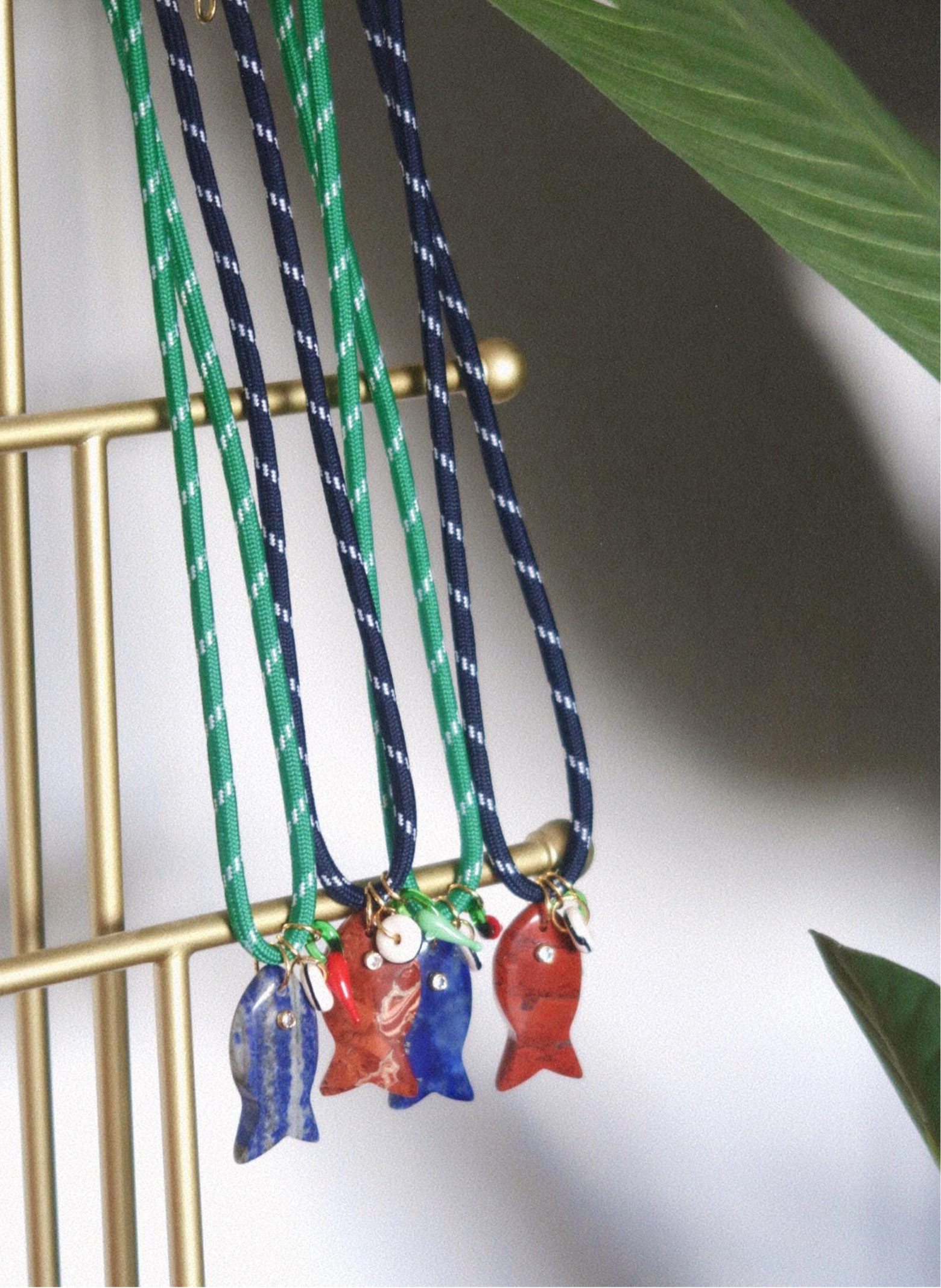 Navy Paracord Fishy Necklace