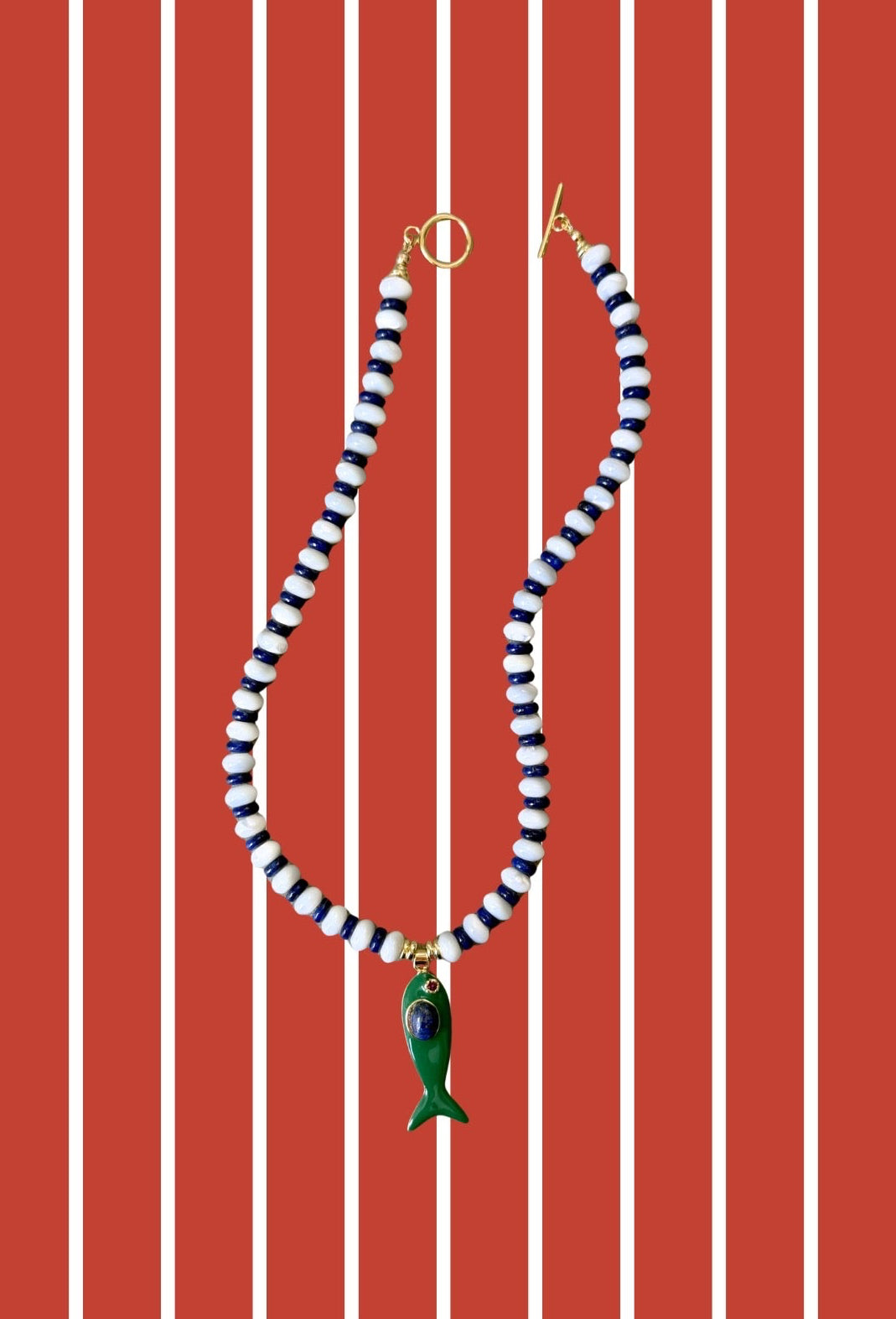 Green and Blue Big Fish Necklace