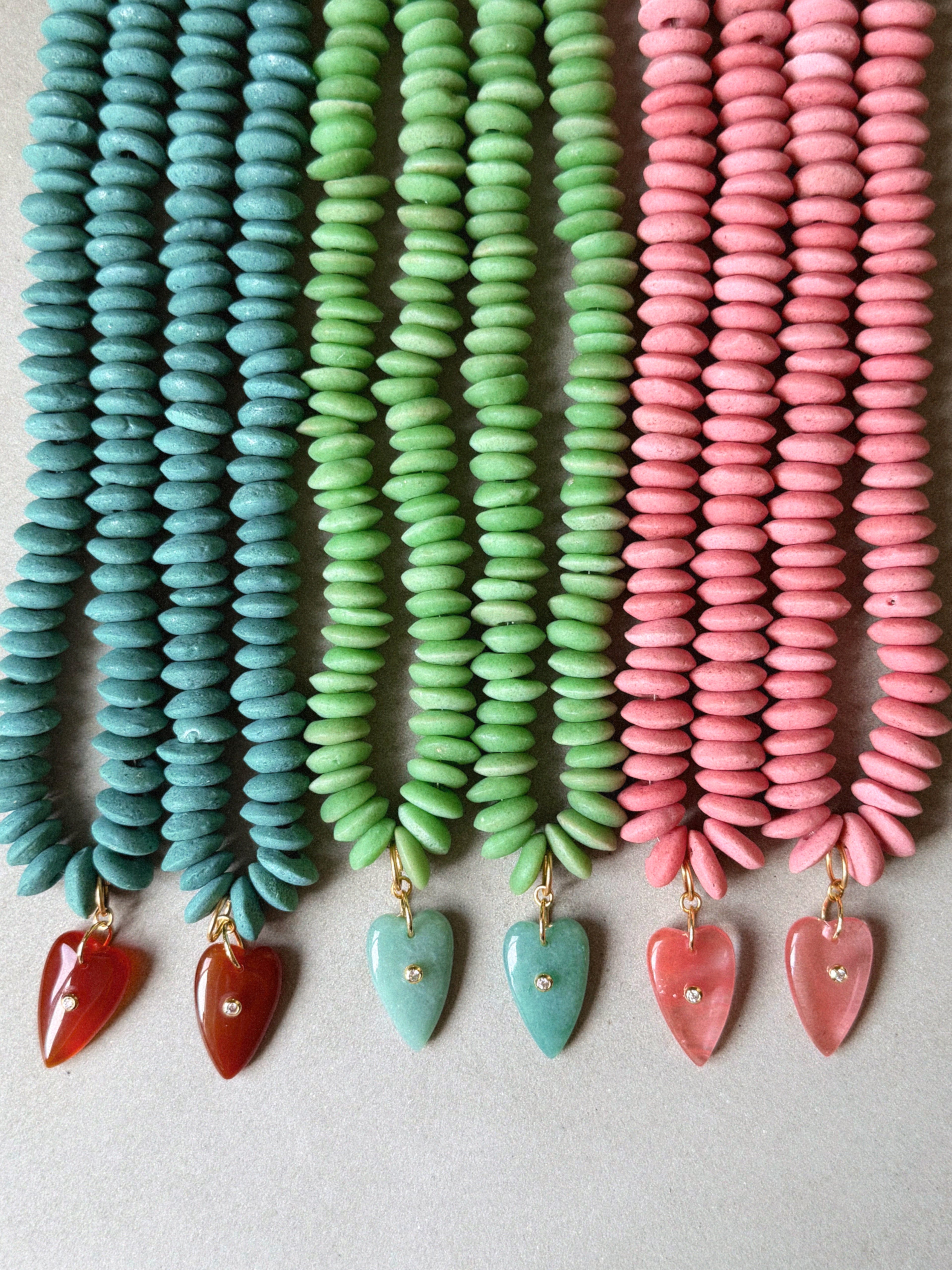 Dusty Green Heart Necklace