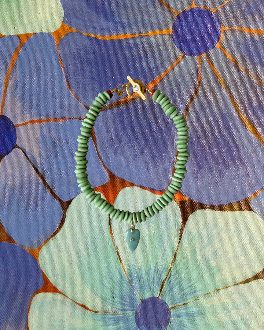 Dusty Green Heart Necklace