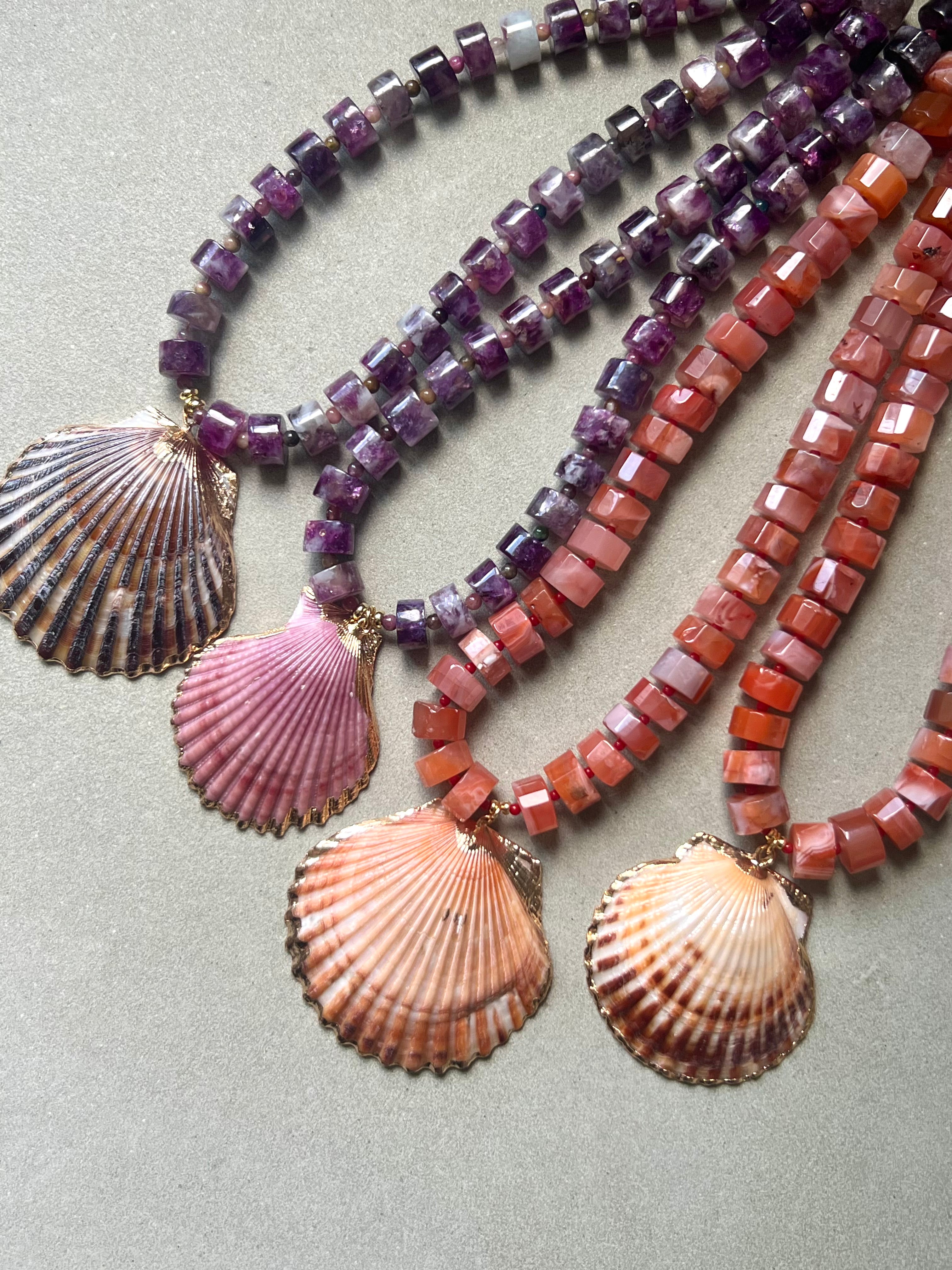 Red Agate Shell Necklace