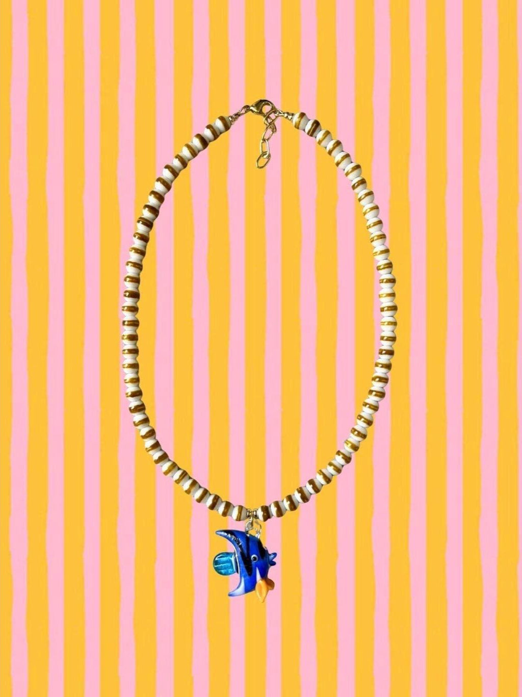 Striped Mustard Fish Necklace