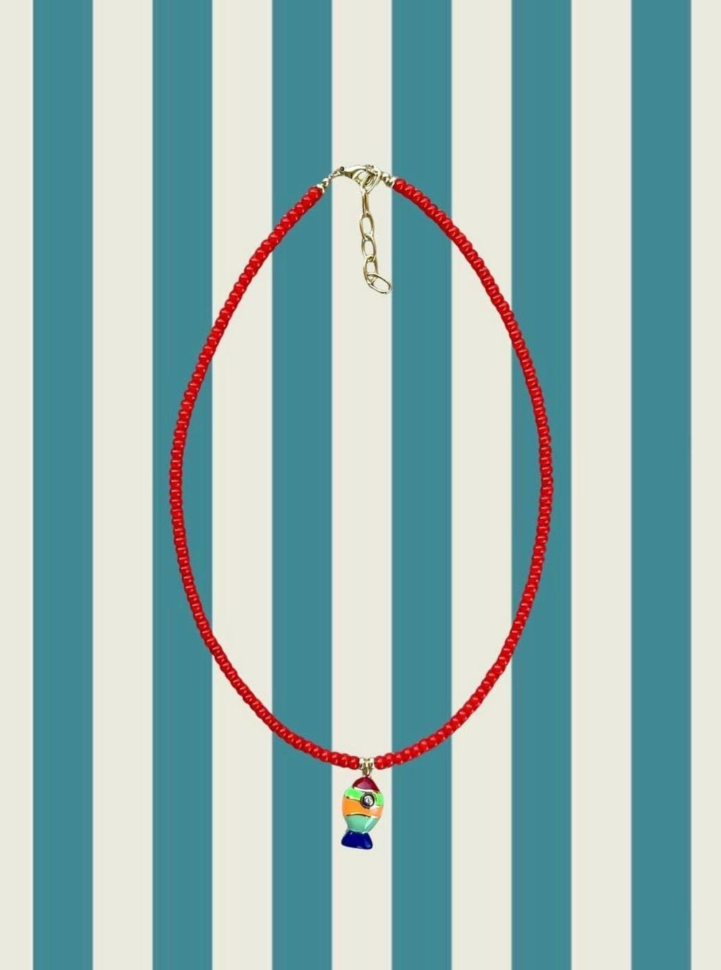 Orange Jade Mini Fish Necklace