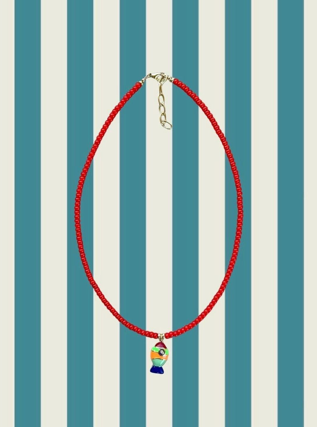 Orange Jade Mini Fish Necklace