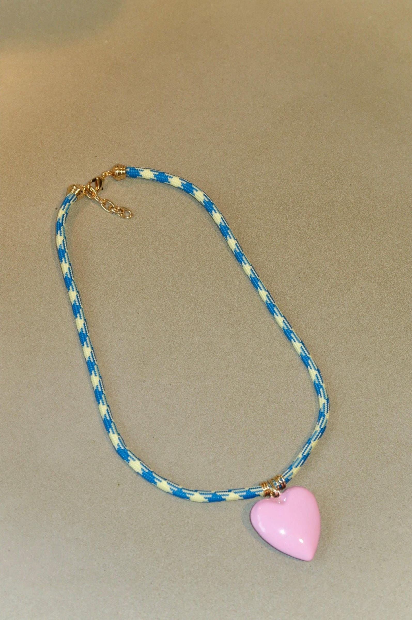 Pink Puffy Heart Necklace