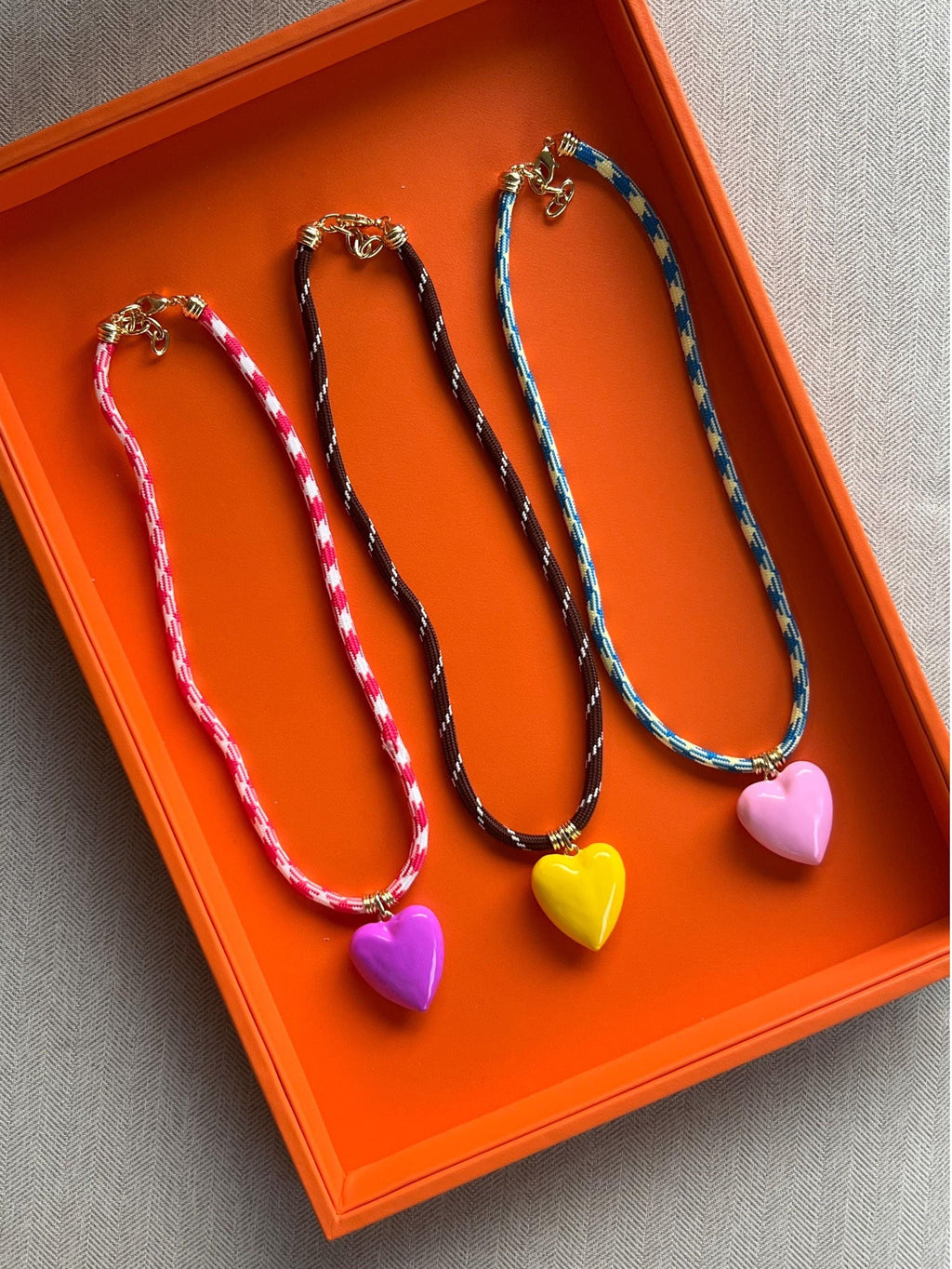 Pink Puffy Heart Necklace