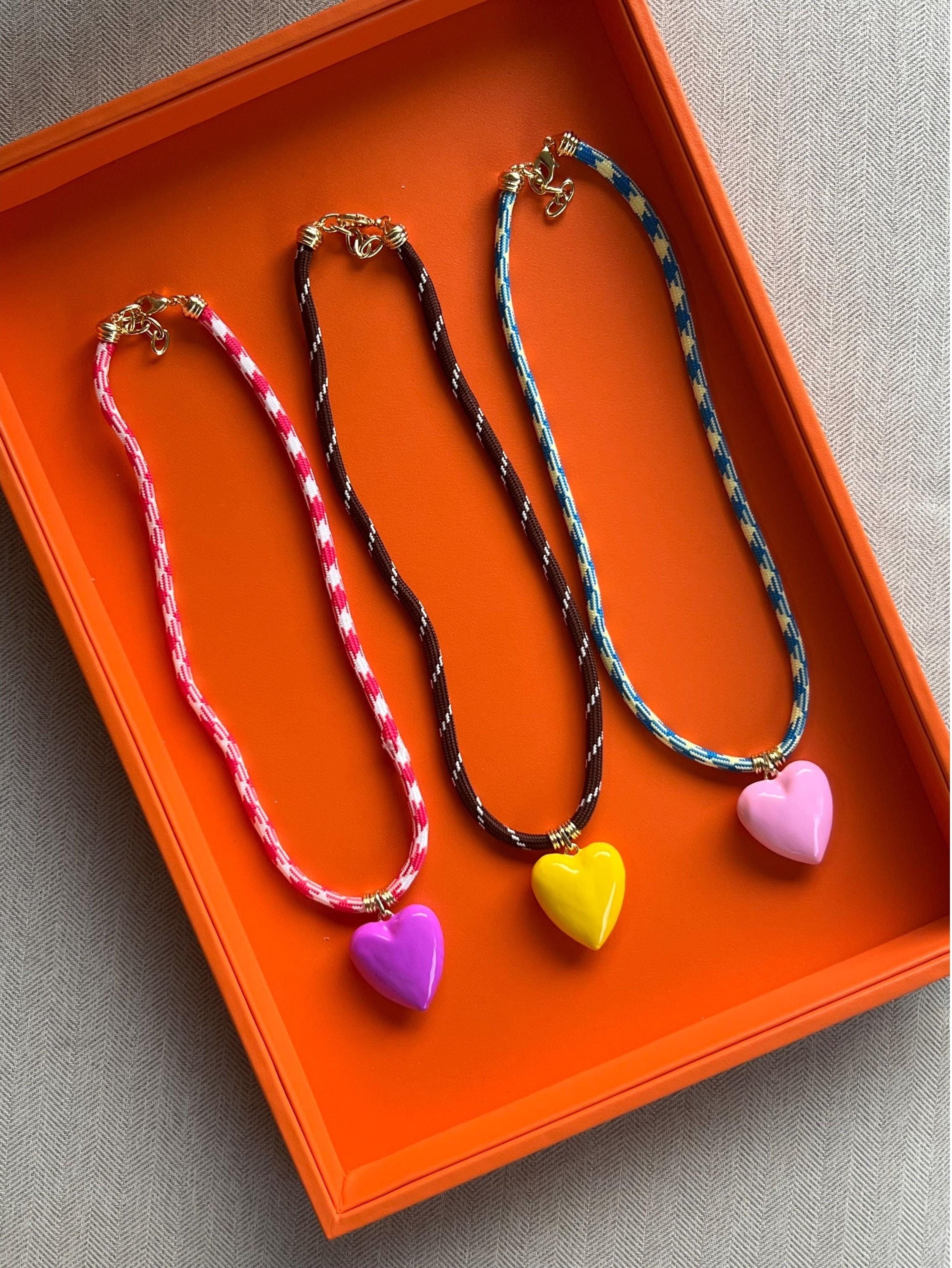 Pink Puffy Heart Necklace